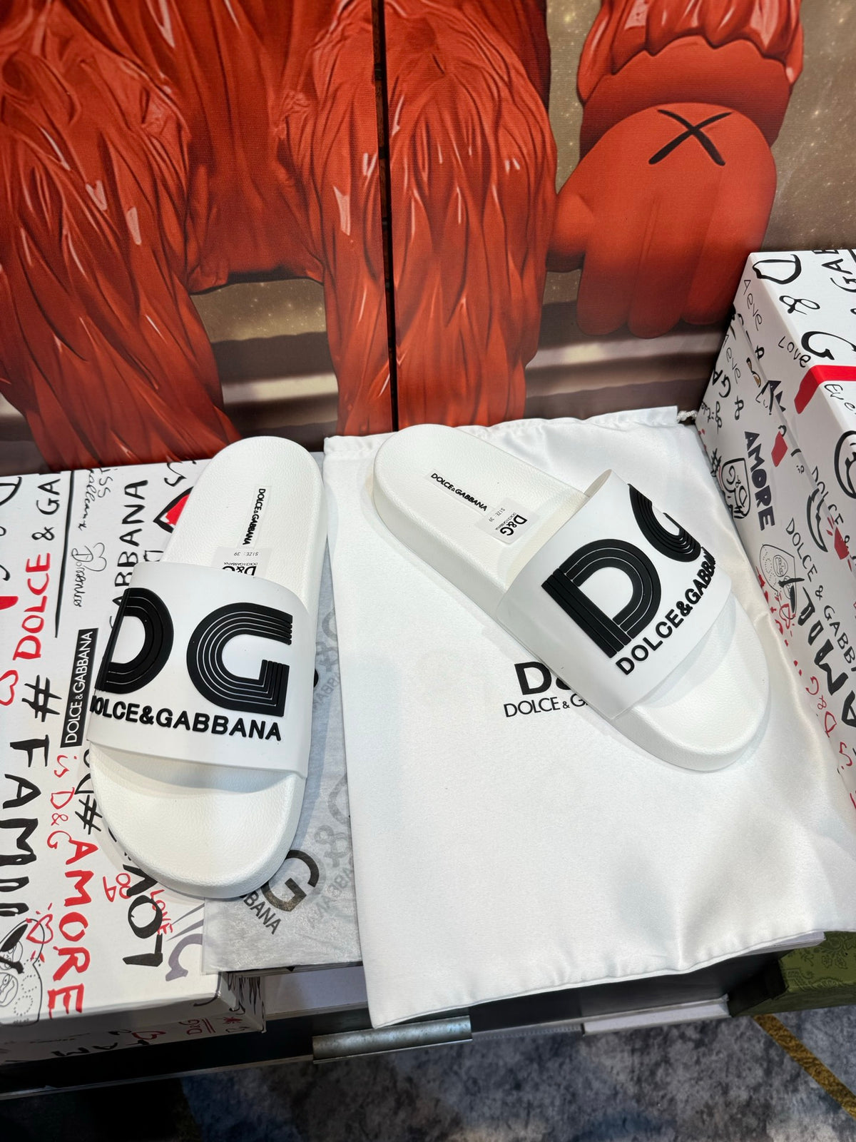 Dolce & Gabbana DG Men's Embossed-Logo PVC Slides