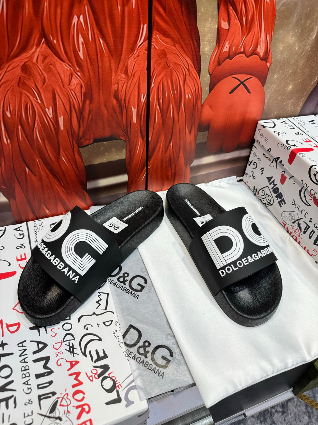 Dolce & Gabbana DG Men's Embossed-Logo PVC Slides