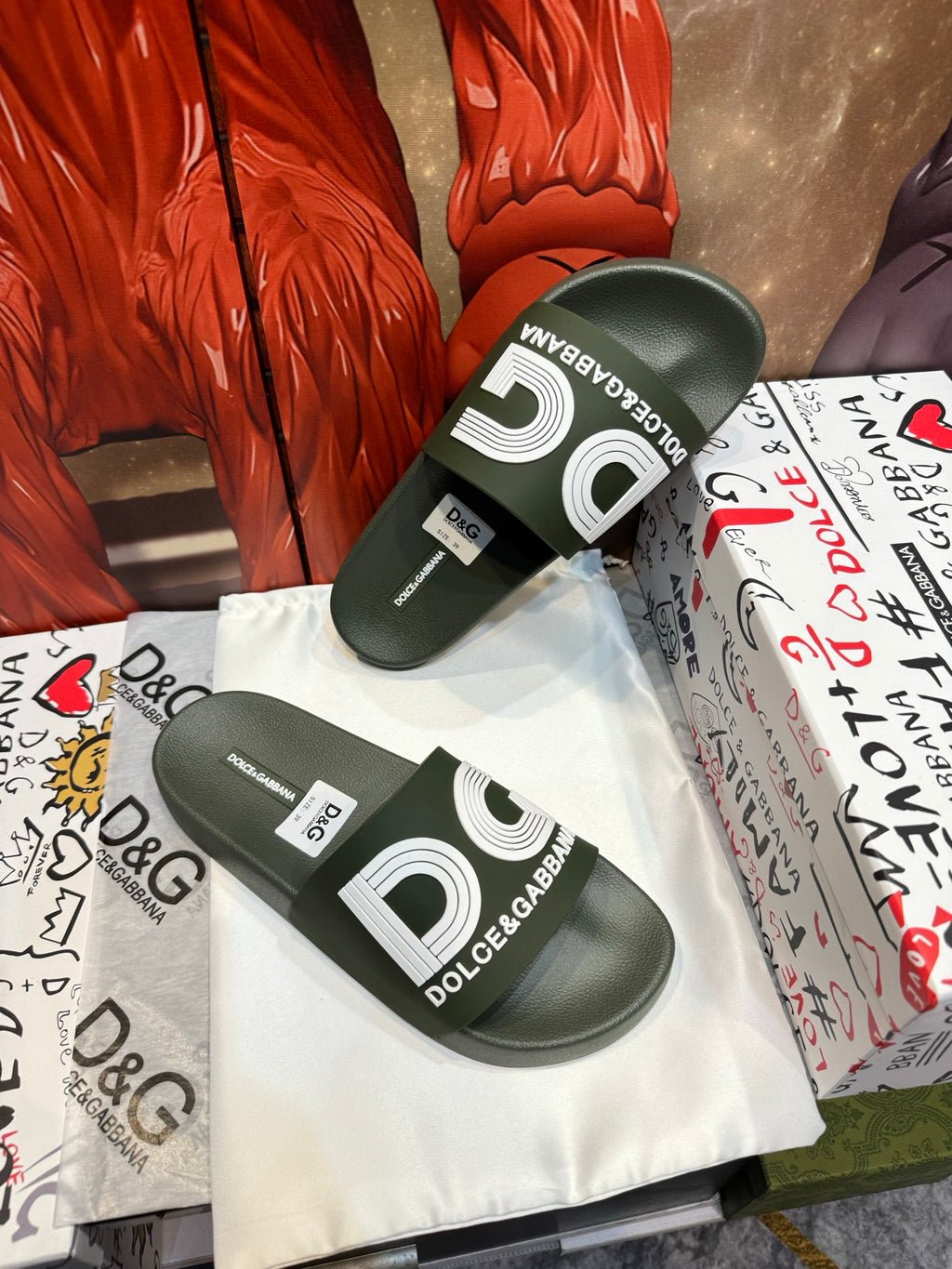 Dolce & Gabbana DG Men's Embossed-Logo PVC Slides
