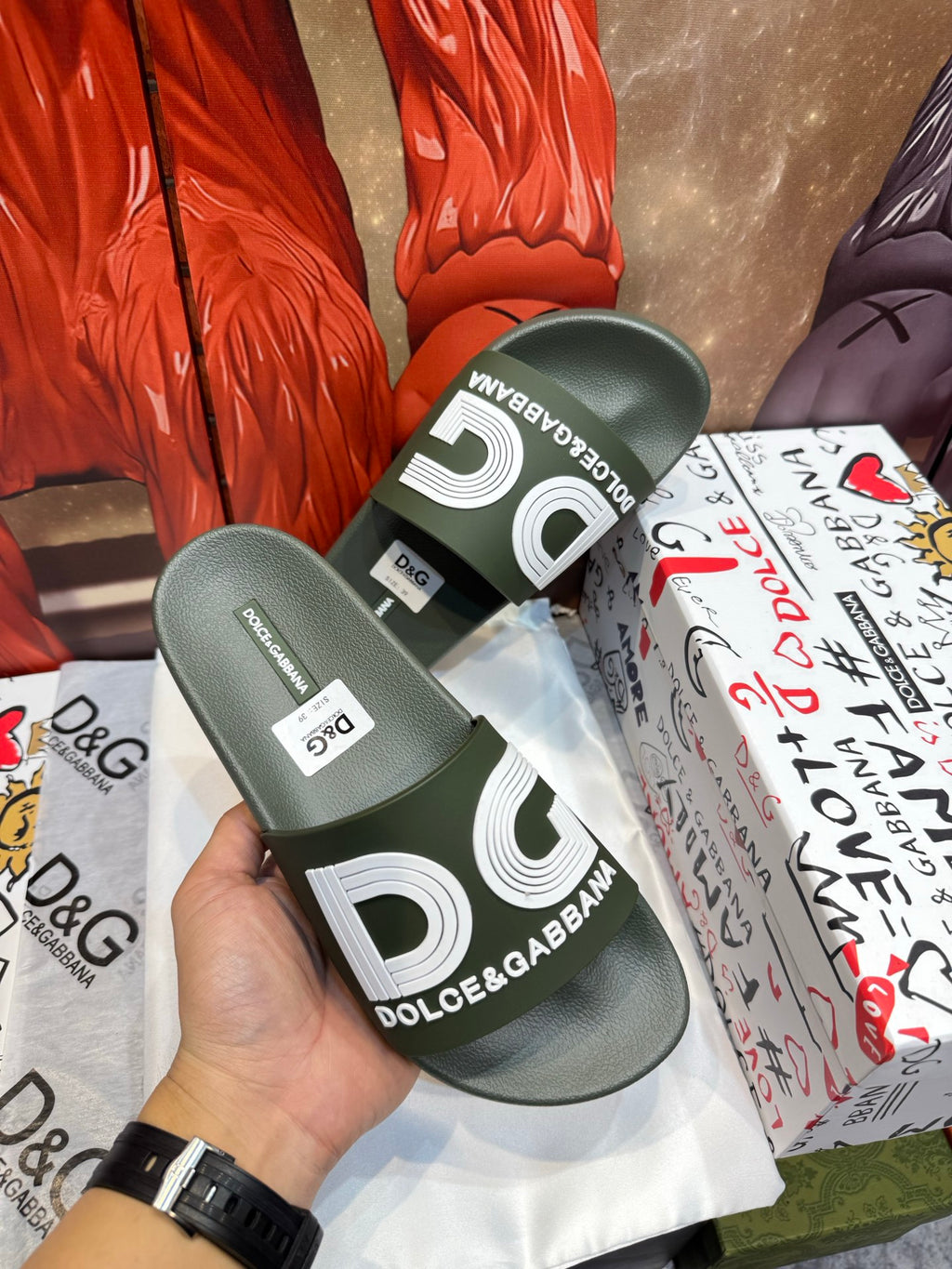 Dolce & Gabbana DG Men's Embossed-Logo PVC Slides