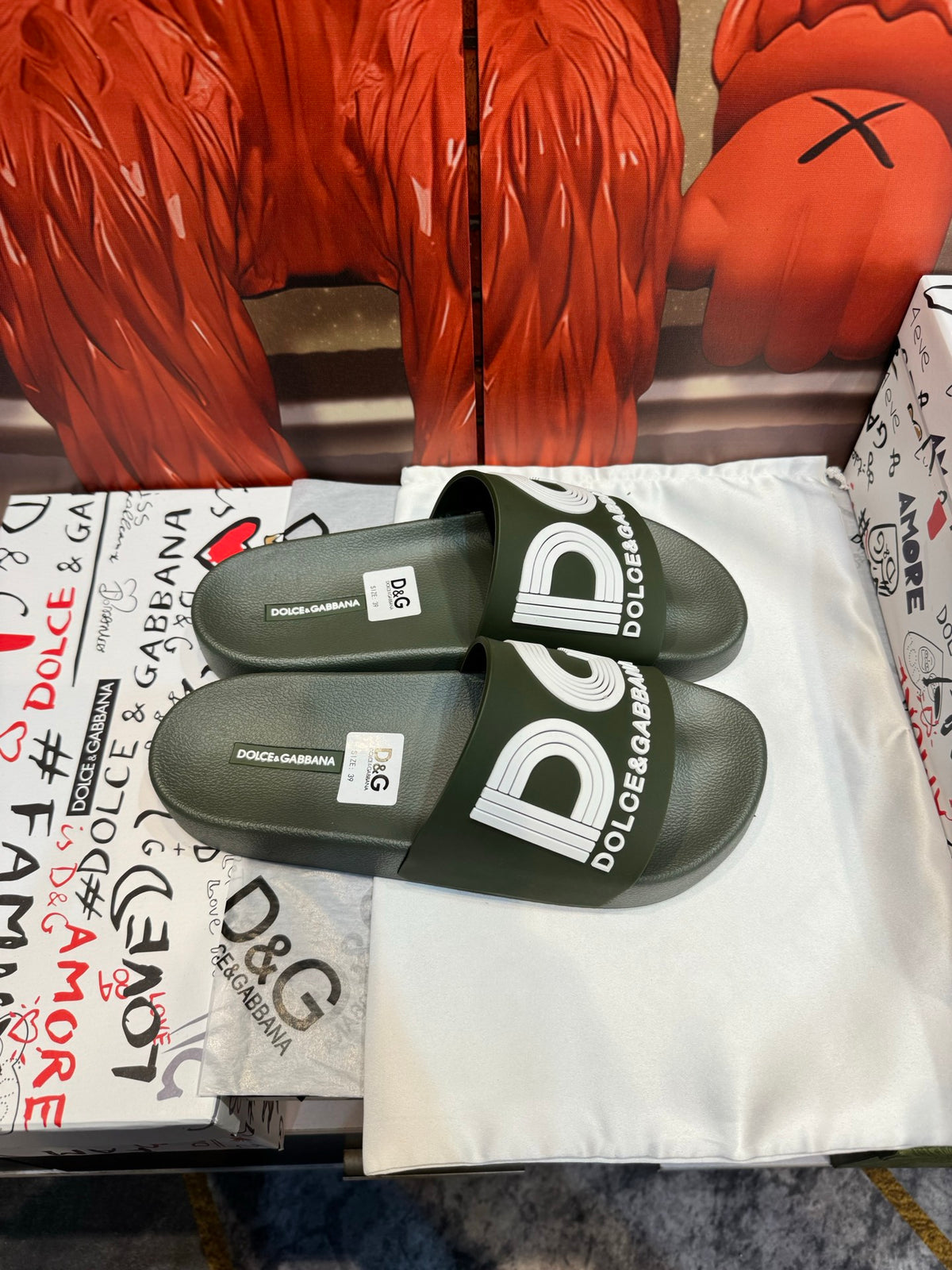 Dolce & Gabbana DG Men's Embossed-Logo PVC Slides