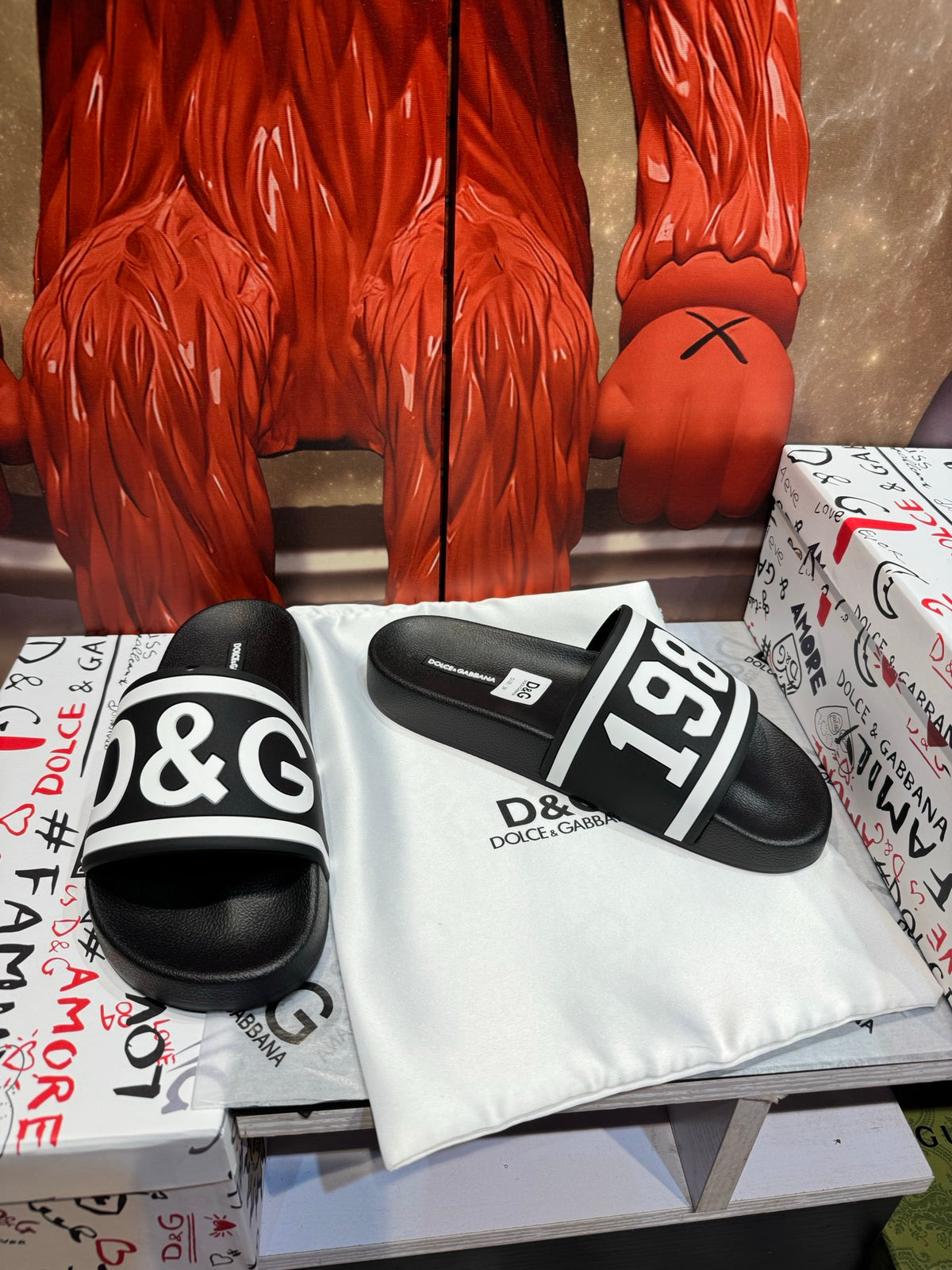 Dolce & Gabbana DG Men's Embossed-Logo PVC Slides