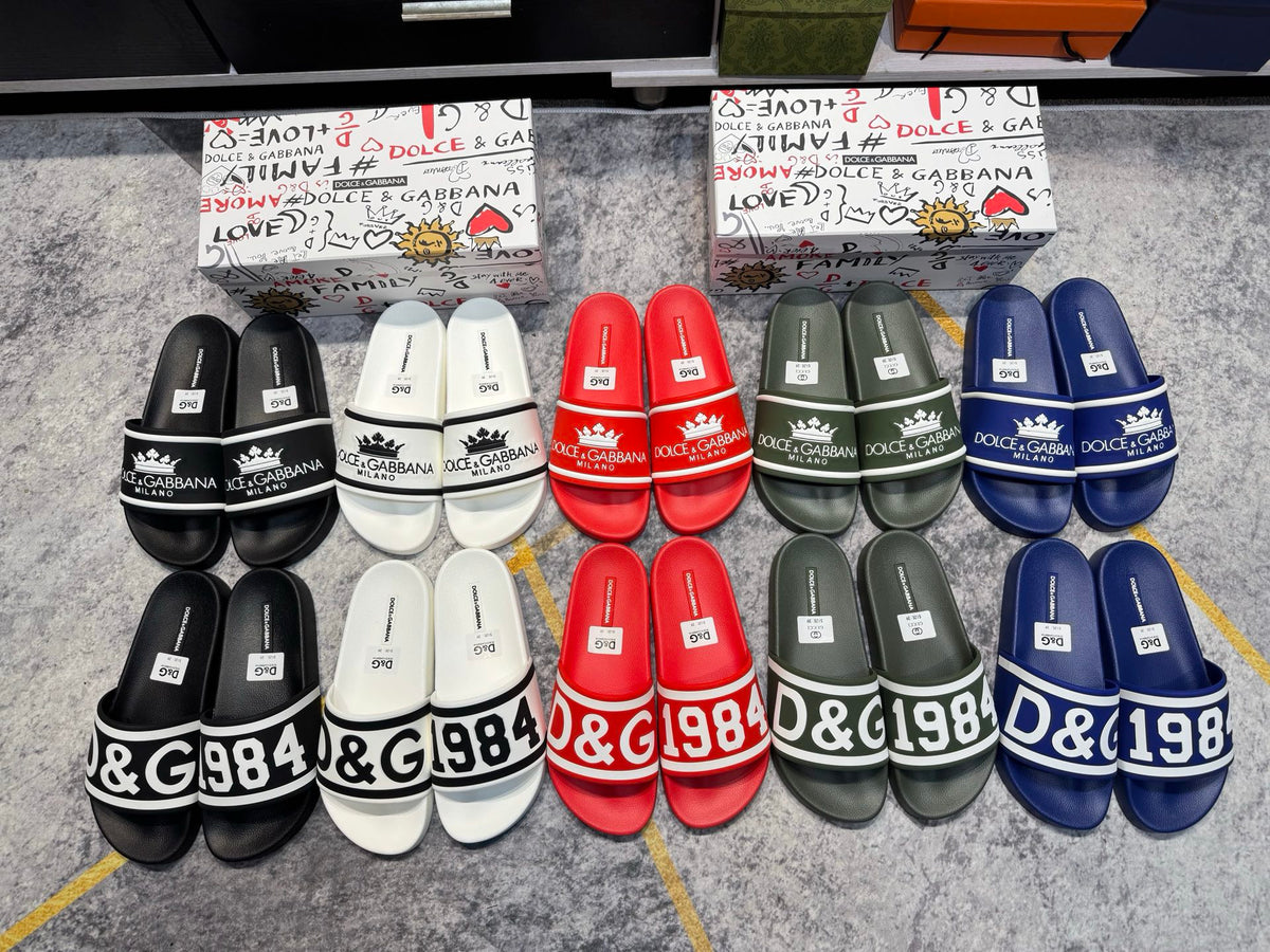 Dolce & Gabbana DG Men's Embossed-Logo PVC Slides