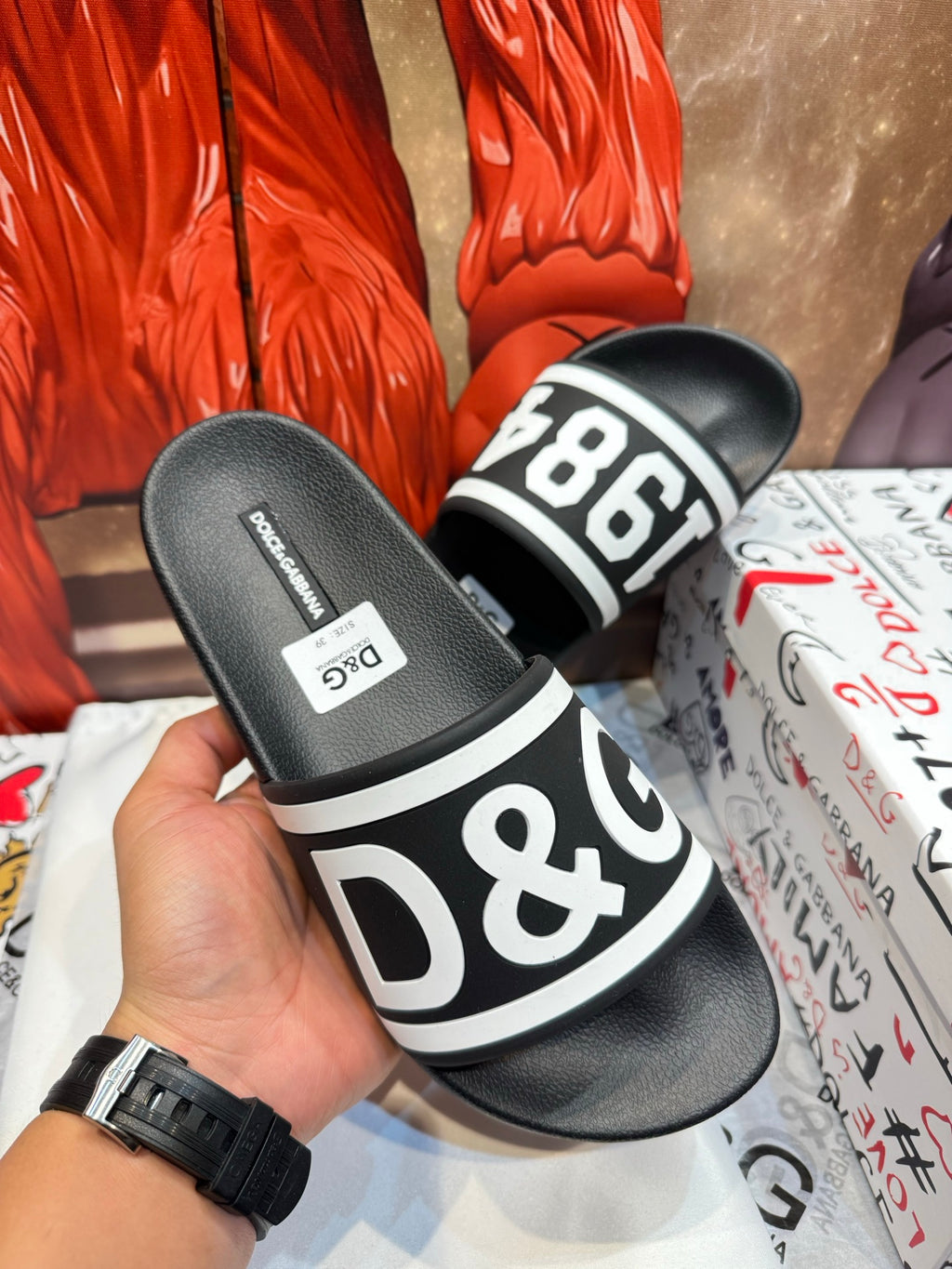 Dolce & Gabbana DG Men's Embossed-Logo PVC Slides