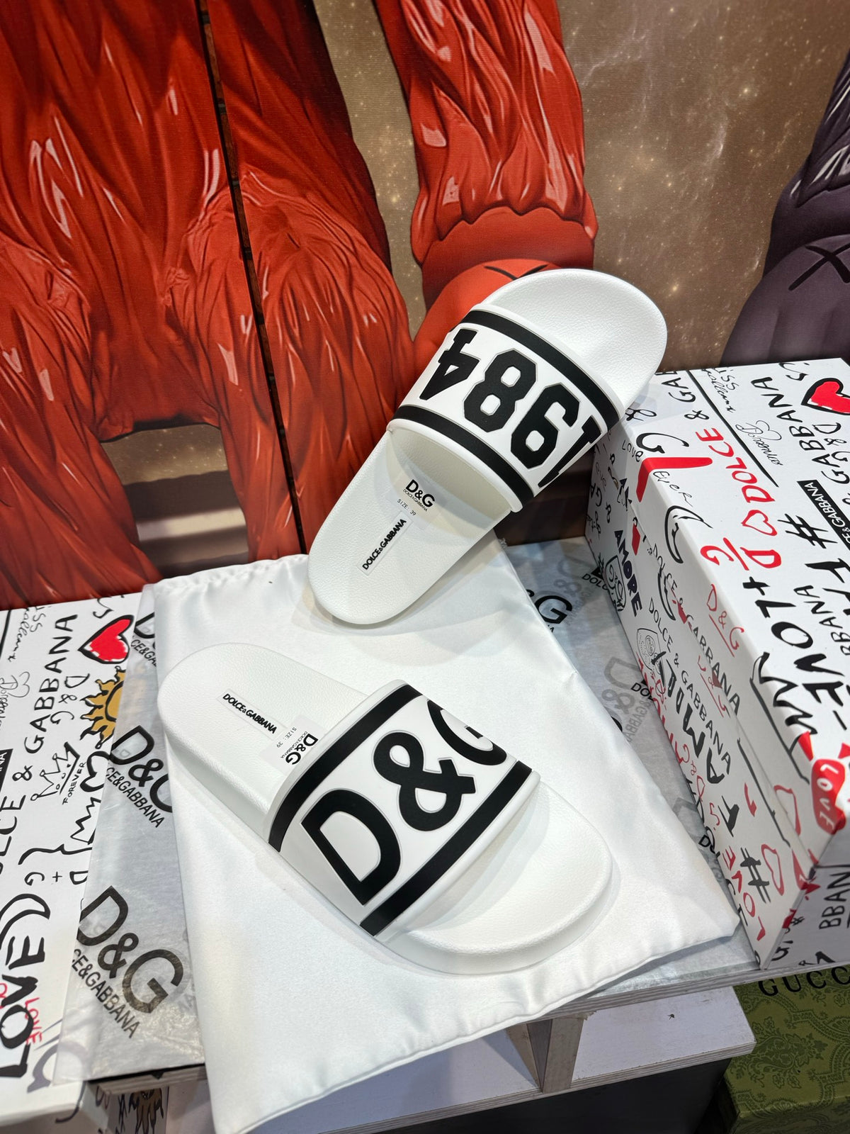 Dolce & Gabbana DG Men's Embossed-Logo PVC Slides