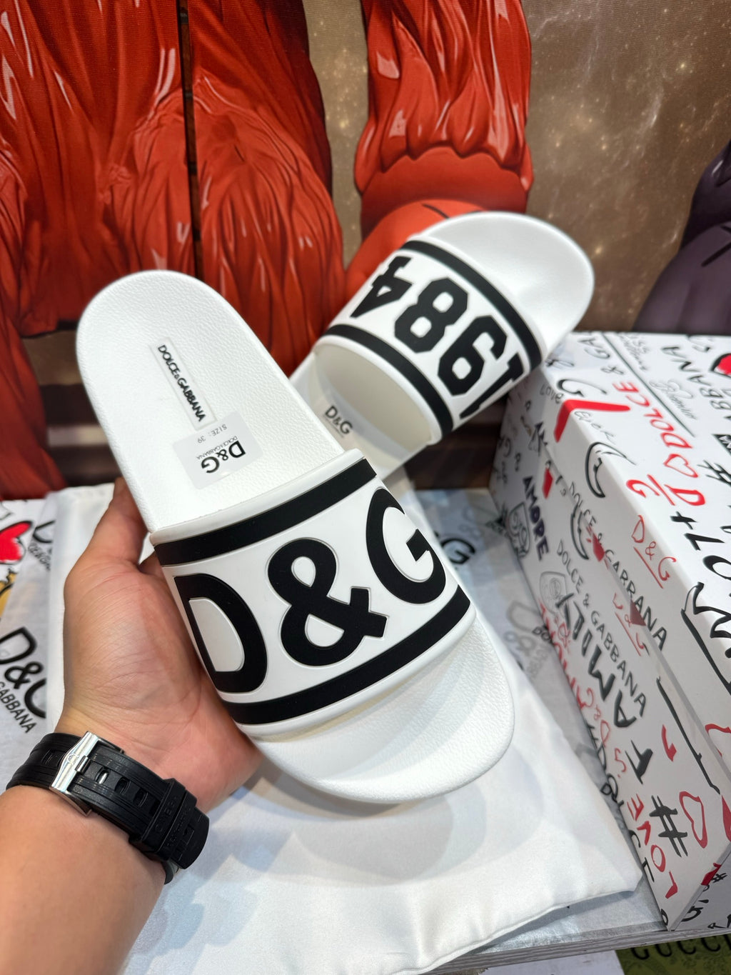 Dolce & Gabbana DG Men's Embossed-Logo PVC Slides