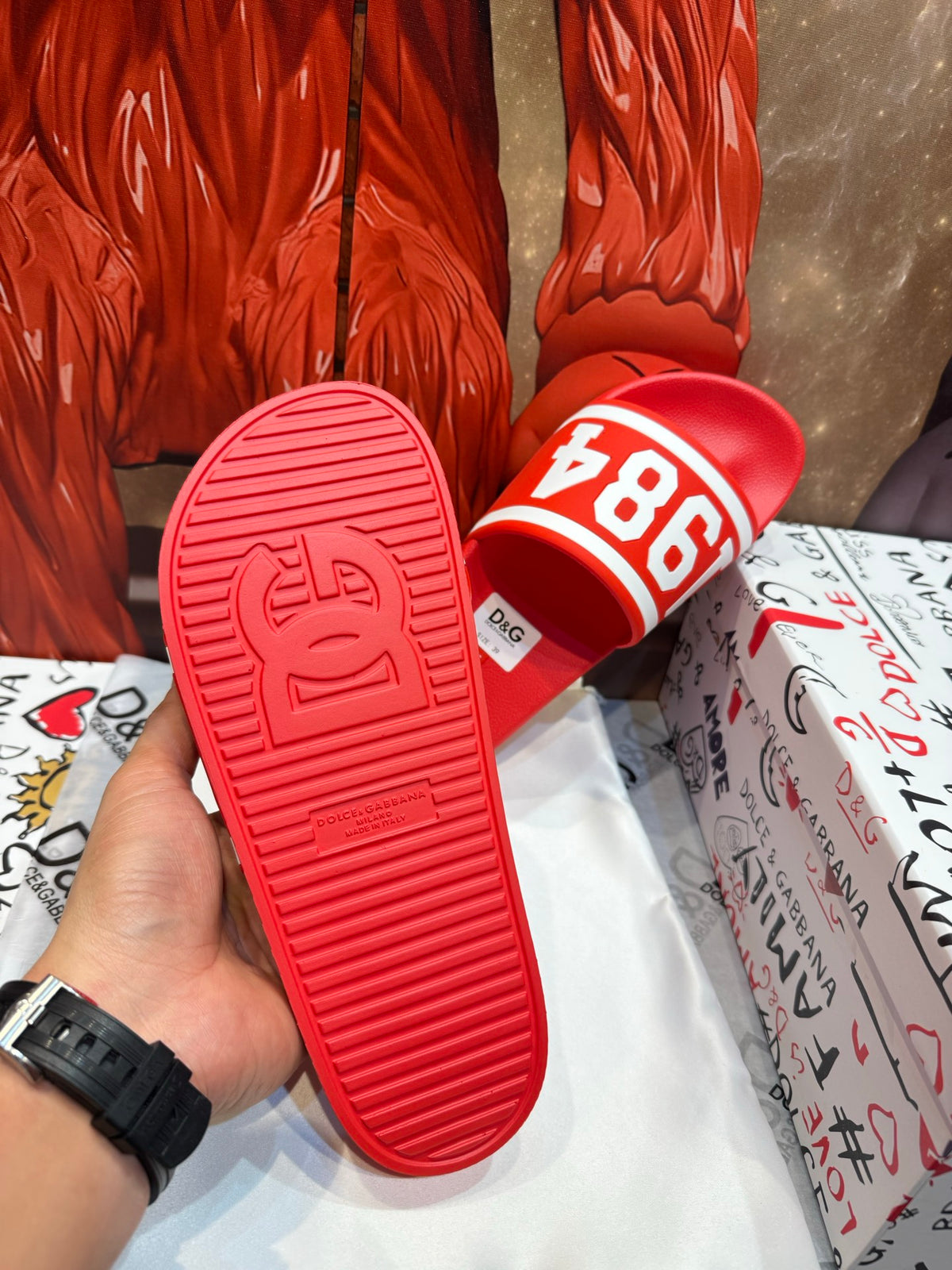 Dolce & Gabbana DG Men's Embossed-Logo PVC Slides