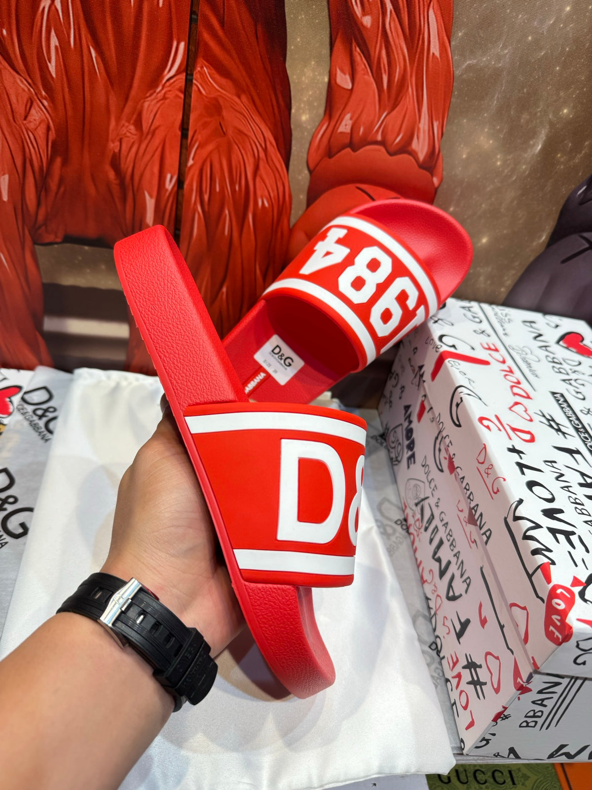 Dolce & Gabbana DG Men's Embossed-Logo PVC Slides