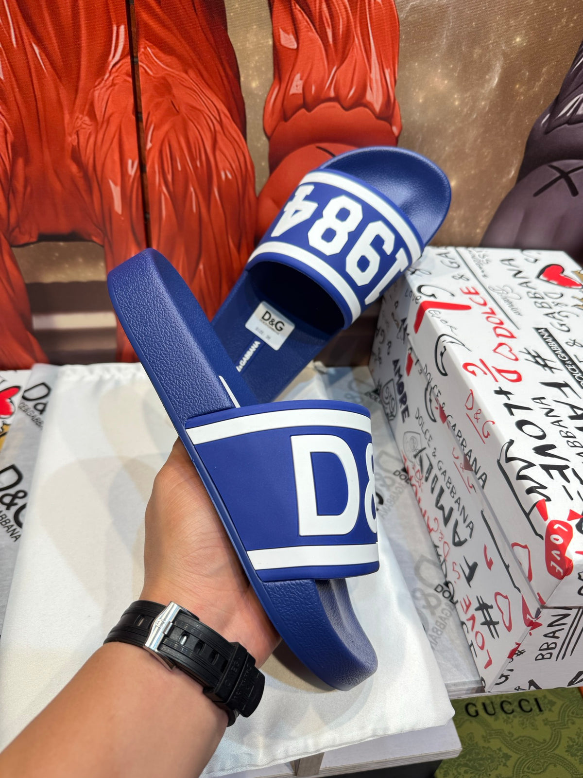 Dolce & Gabbana DG Men's Embossed-Logo PVC Slides