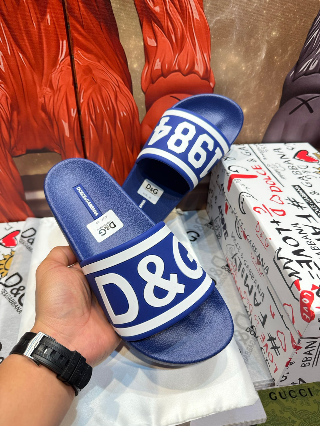 Dolce & Gabbana DG Men's Embossed-Logo PVC Slides