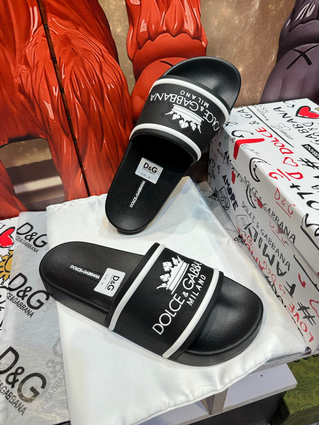 Dolce & Gabbana DG Men's Embossed-Logo PVC Slides