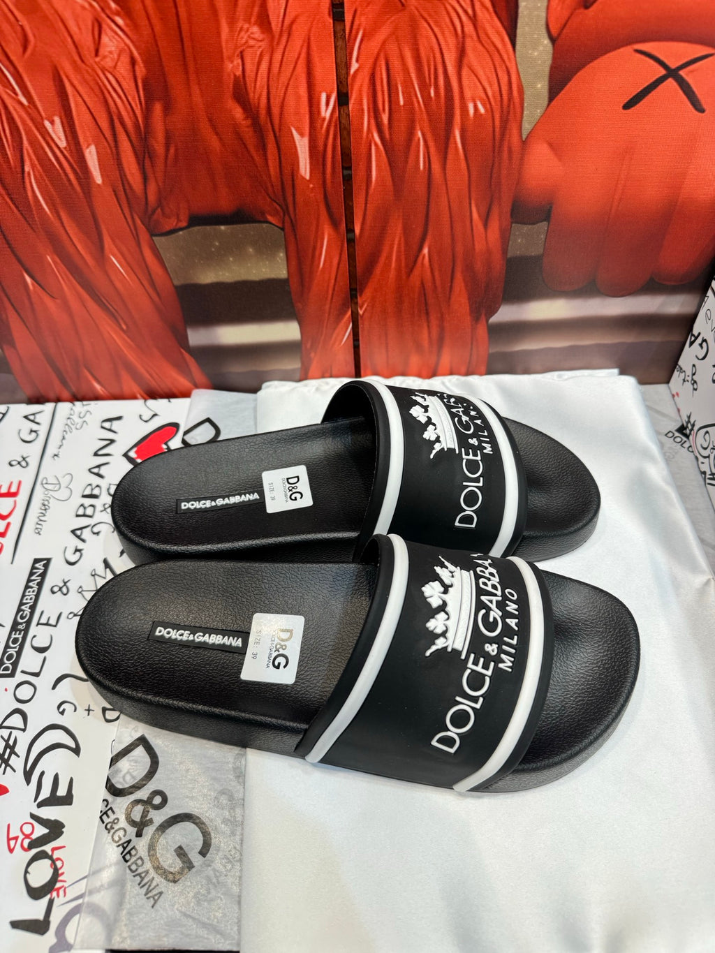 Dolce & Gabbana DG Men's Embossed-Logo PVC Slides