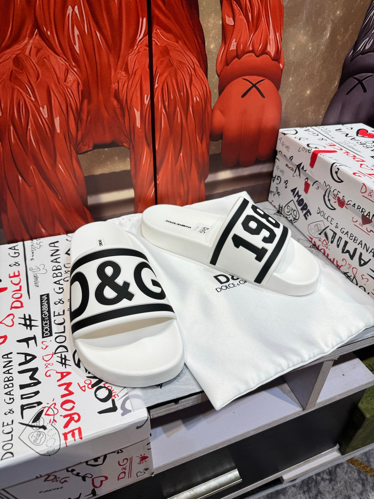Dolce & Gabbana DG Men's Embossed-Logo PVC Slides