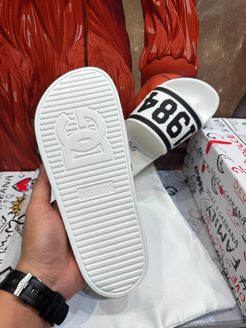 Dolce & Gabbana DG Men's Embossed-Logo PVC Slides