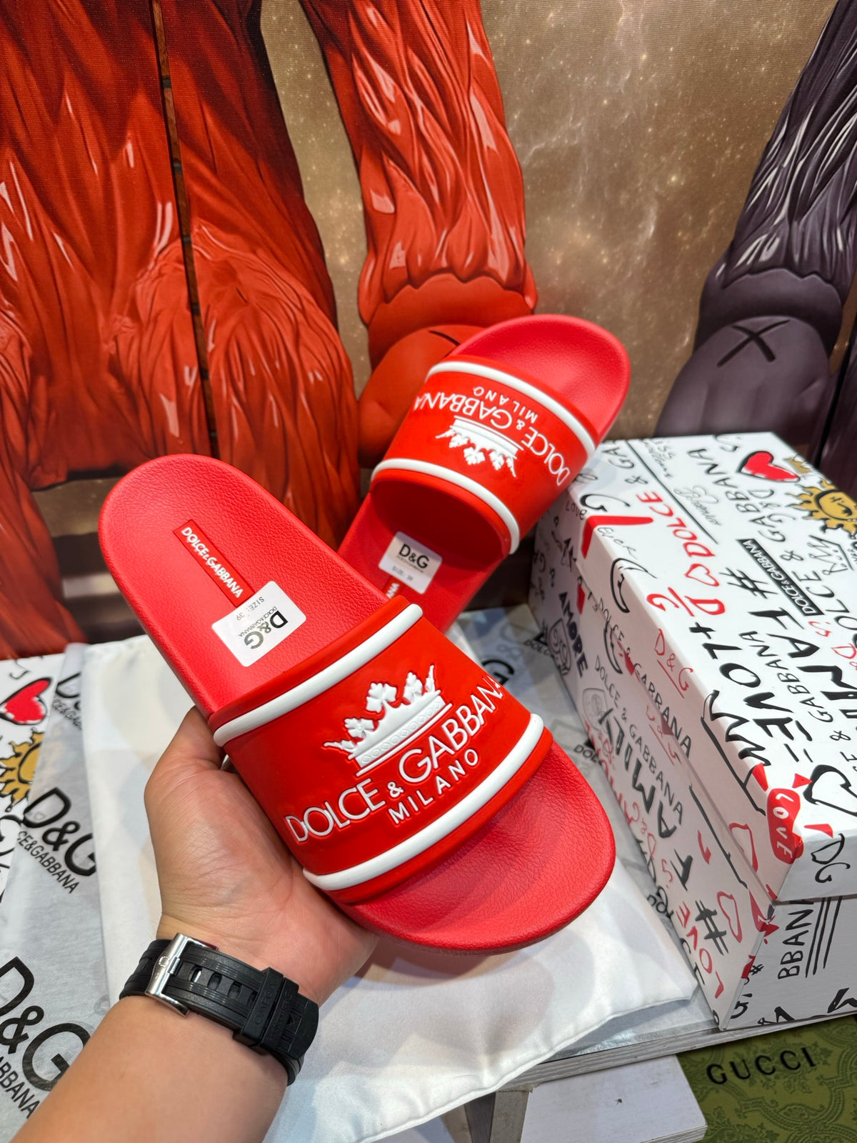 Dolce & Gabbana DG Men's Embossed-Logo PVC Slides