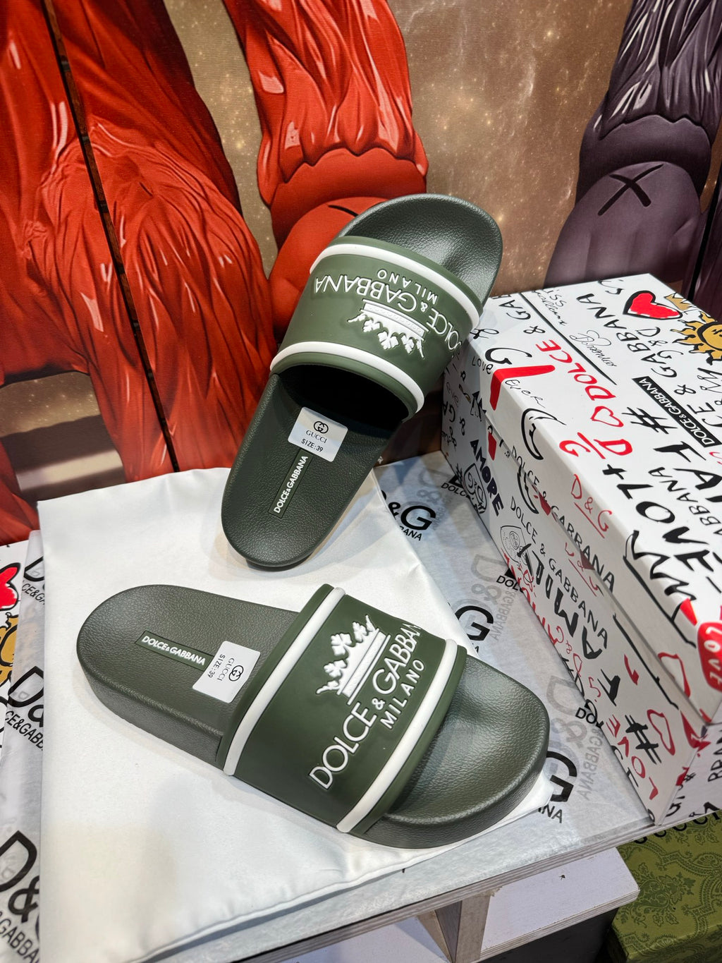 Dolce & Gabbana DG Men's Embossed-Logo PVC Slides