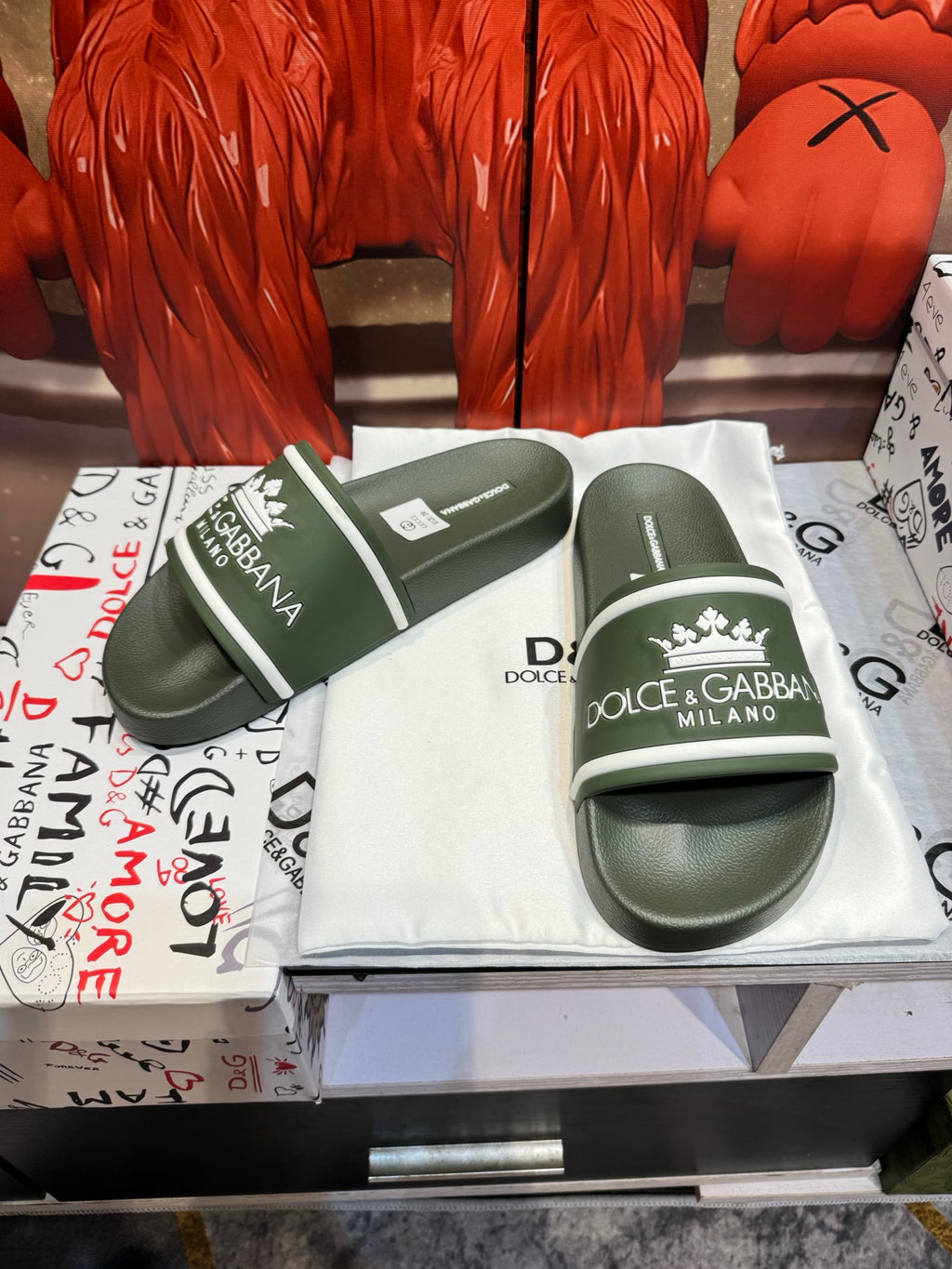Dolce & Gabbana DG Men's Embossed-Logo PVC Slides