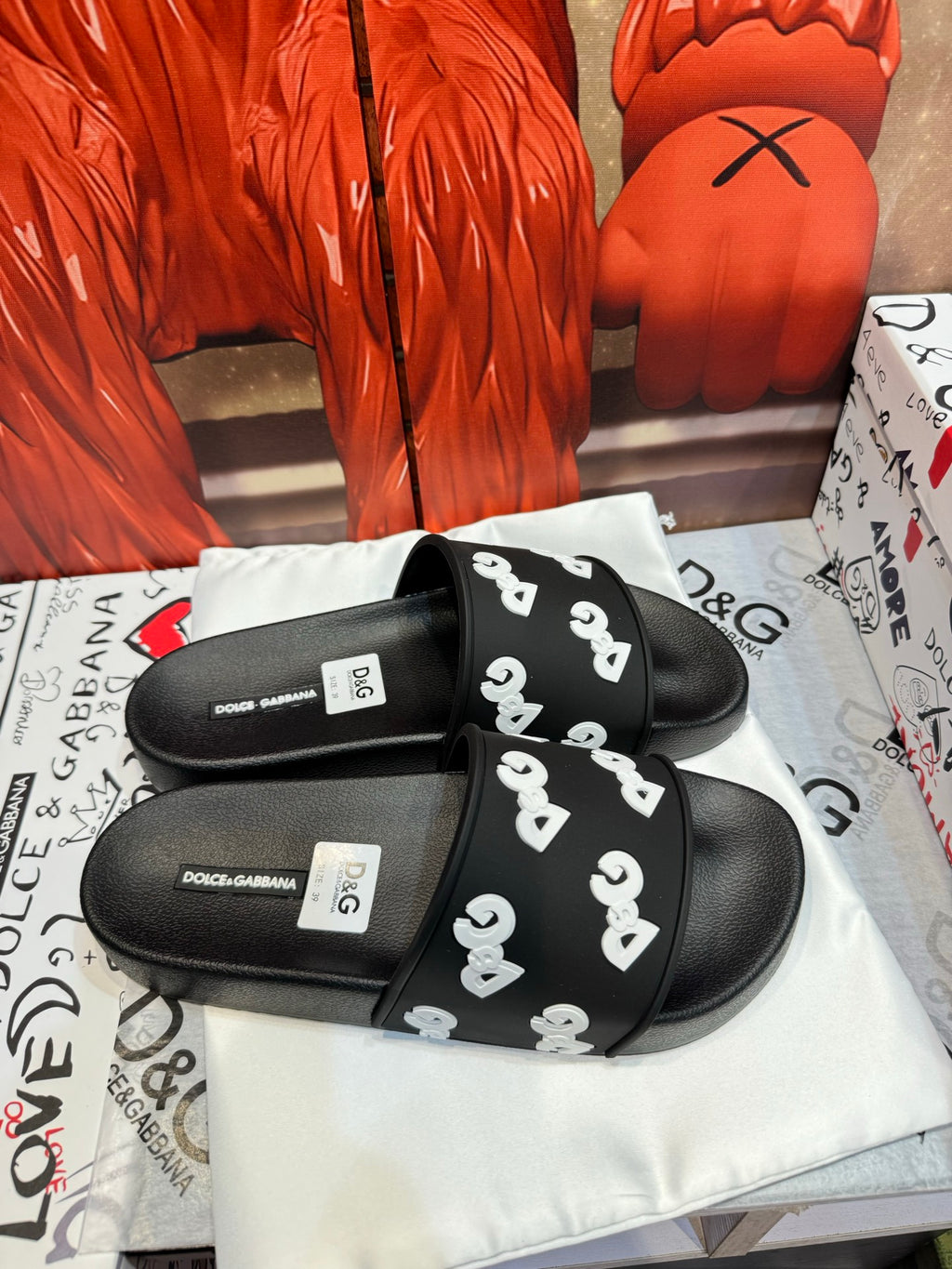 Dolce & Gabbana DG Men's Embossed-Logo PVC Slides