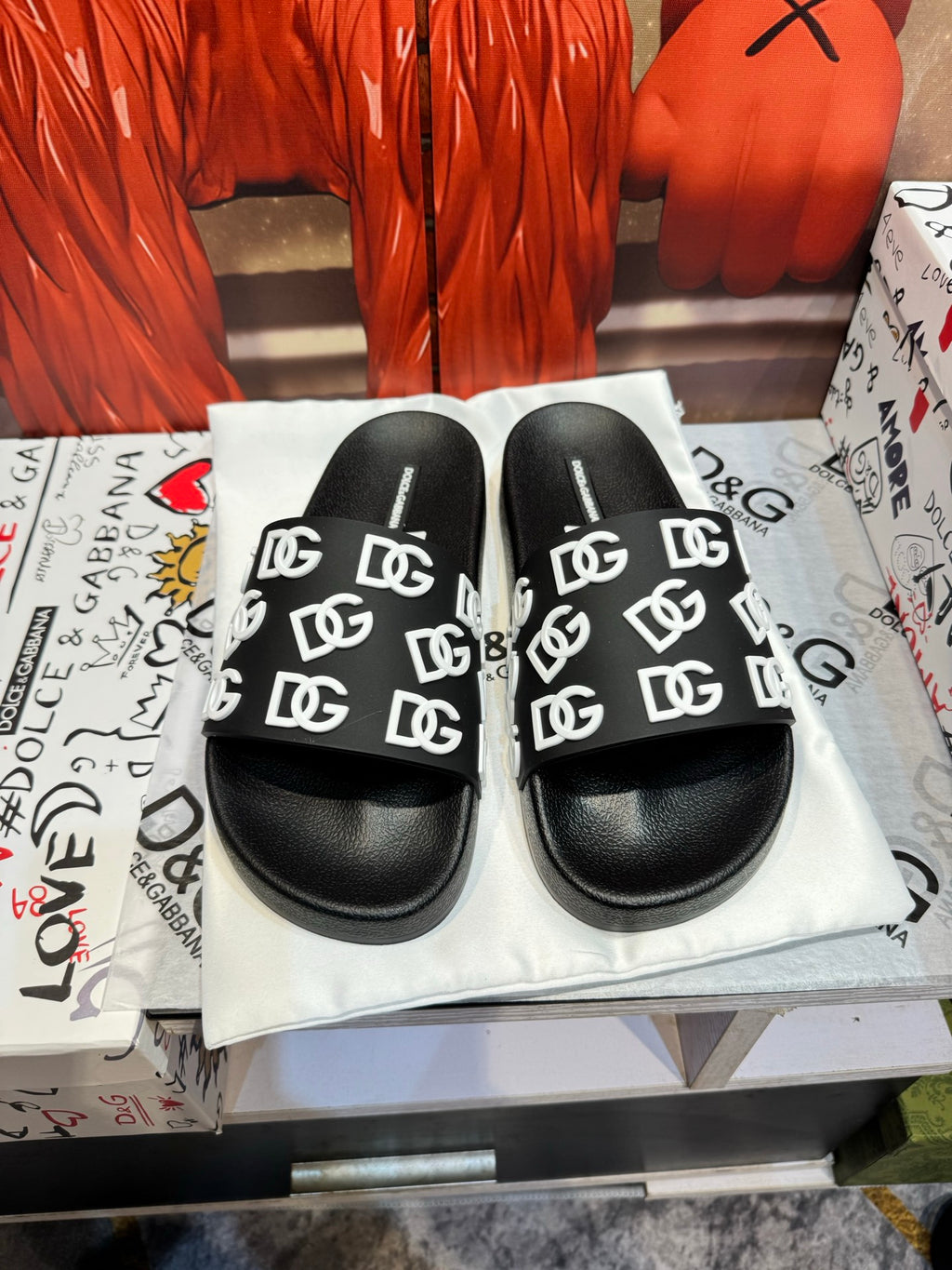 Dolce & Gabbana DG Men's Embossed-Logo PVC Slides