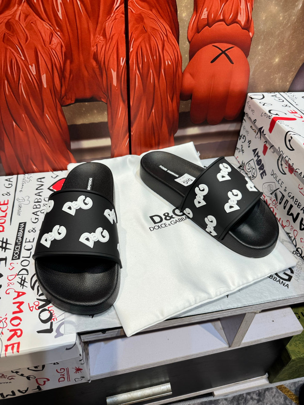 Dolce & Gabbana DG Men's Embossed-Logo PVC Slides