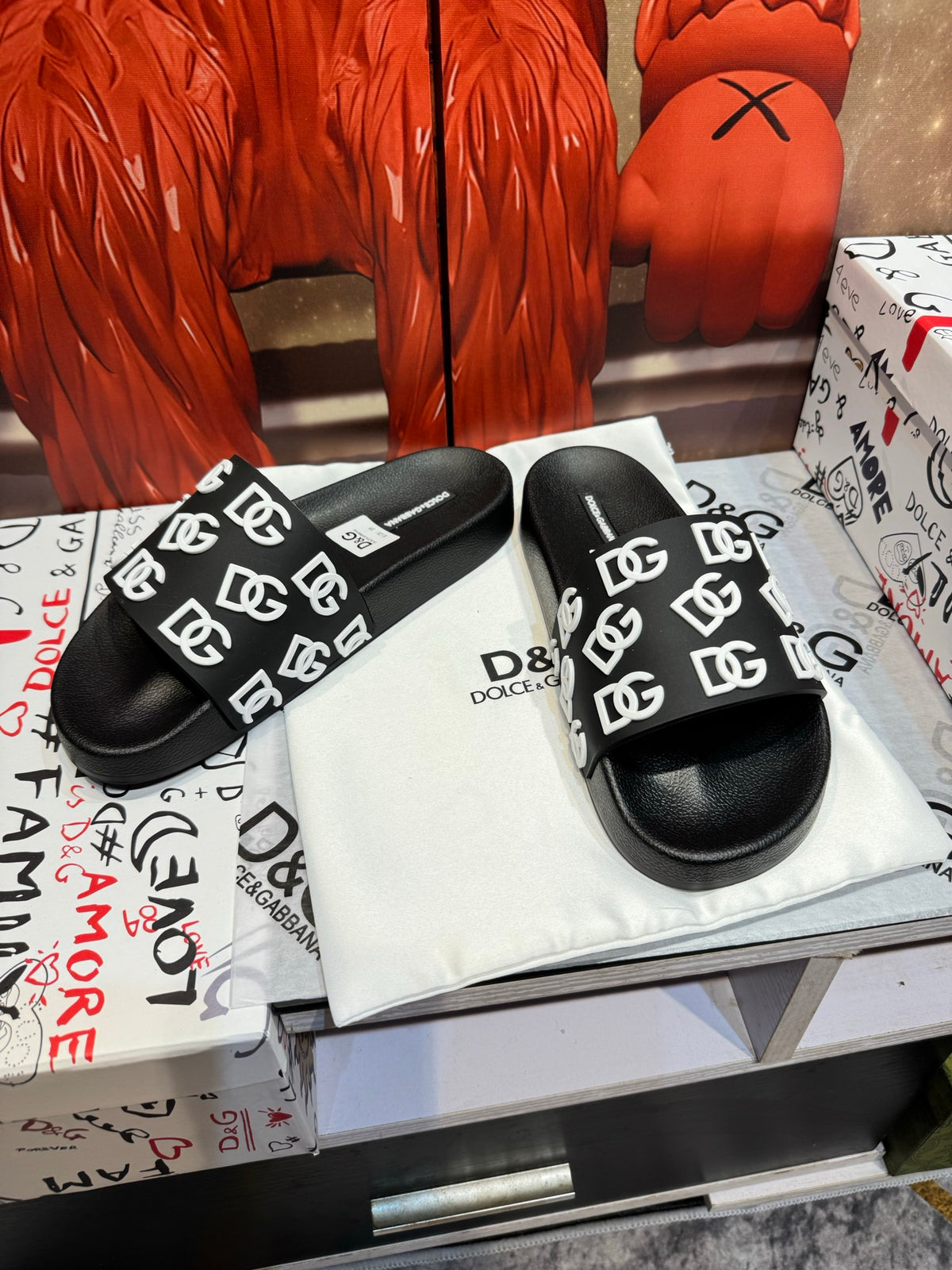 Dolce & Gabbana DG Men's Embossed-Logo PVC Slides