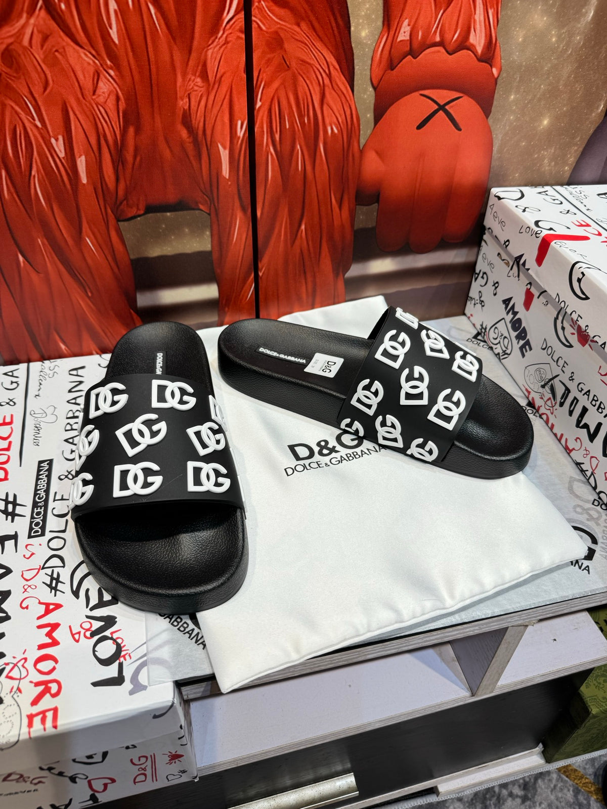 Dolce & Gabbana DG Men's Embossed-Logo PVC Slides