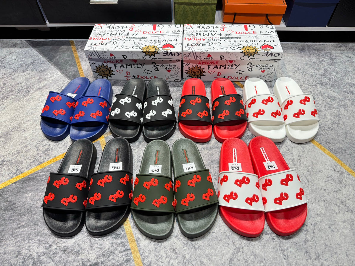 Dolce & Gabbana DG Men's Embossed-Logo PVC Slides