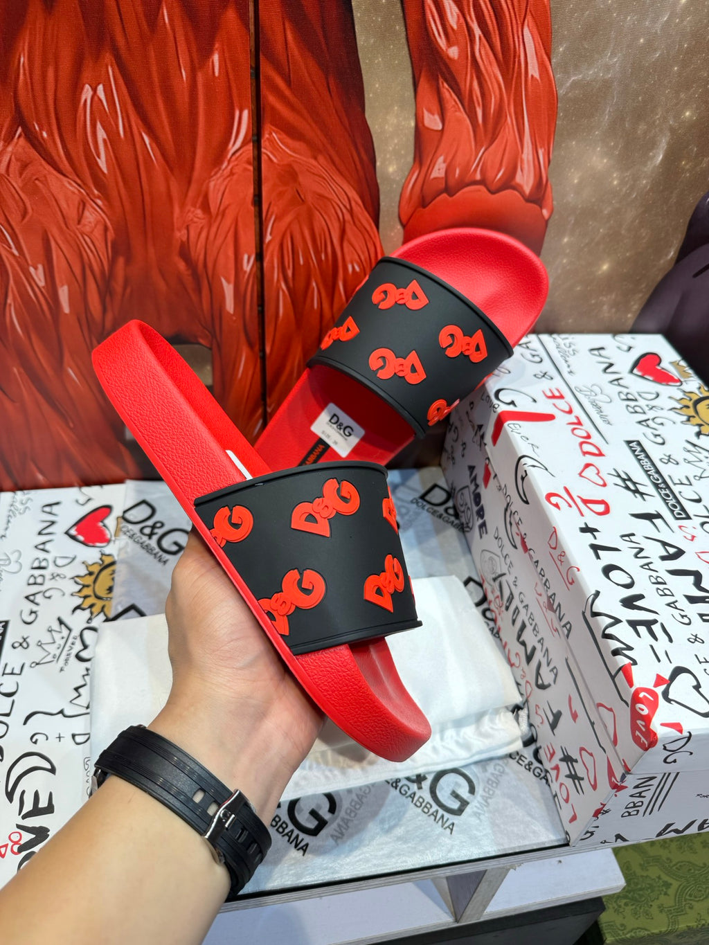 Dolce & Gabbana DG Men's Embossed-Logo PVC Slides