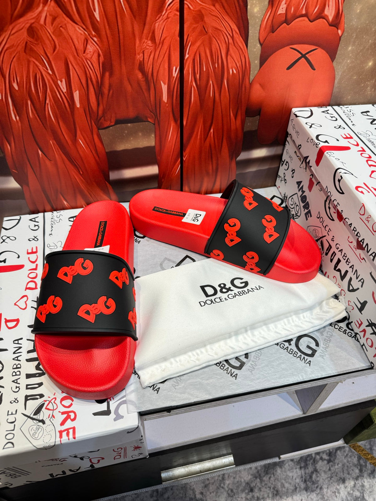 Dolce & Gabbana DG Men's Embossed-Logo PVC Slides