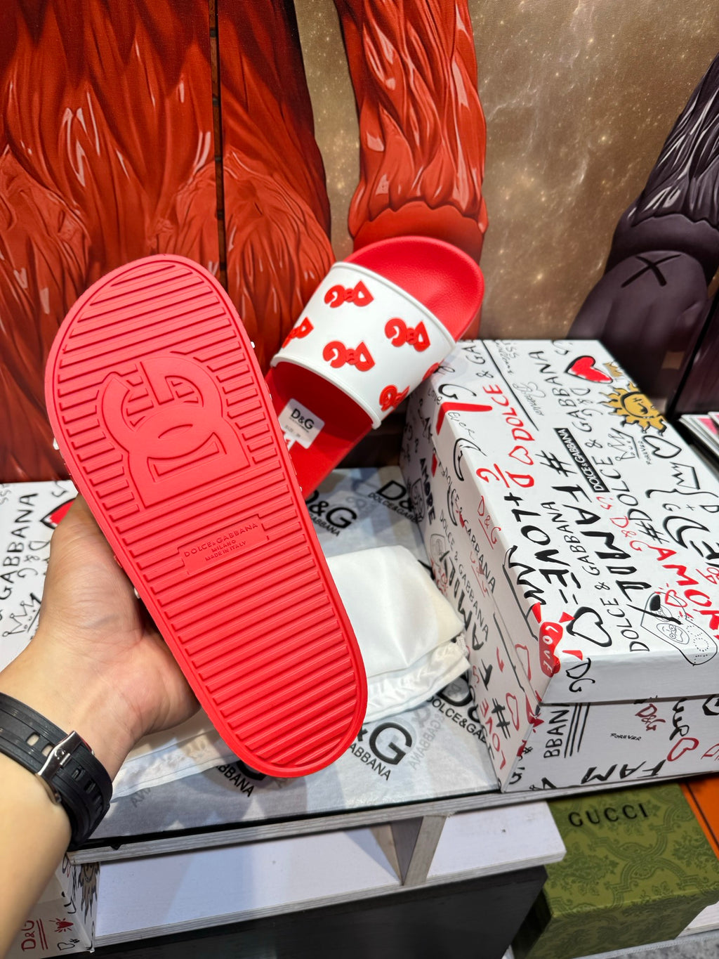 Dolce & Gabbana DG Men's Embossed-Logo PVC Slides