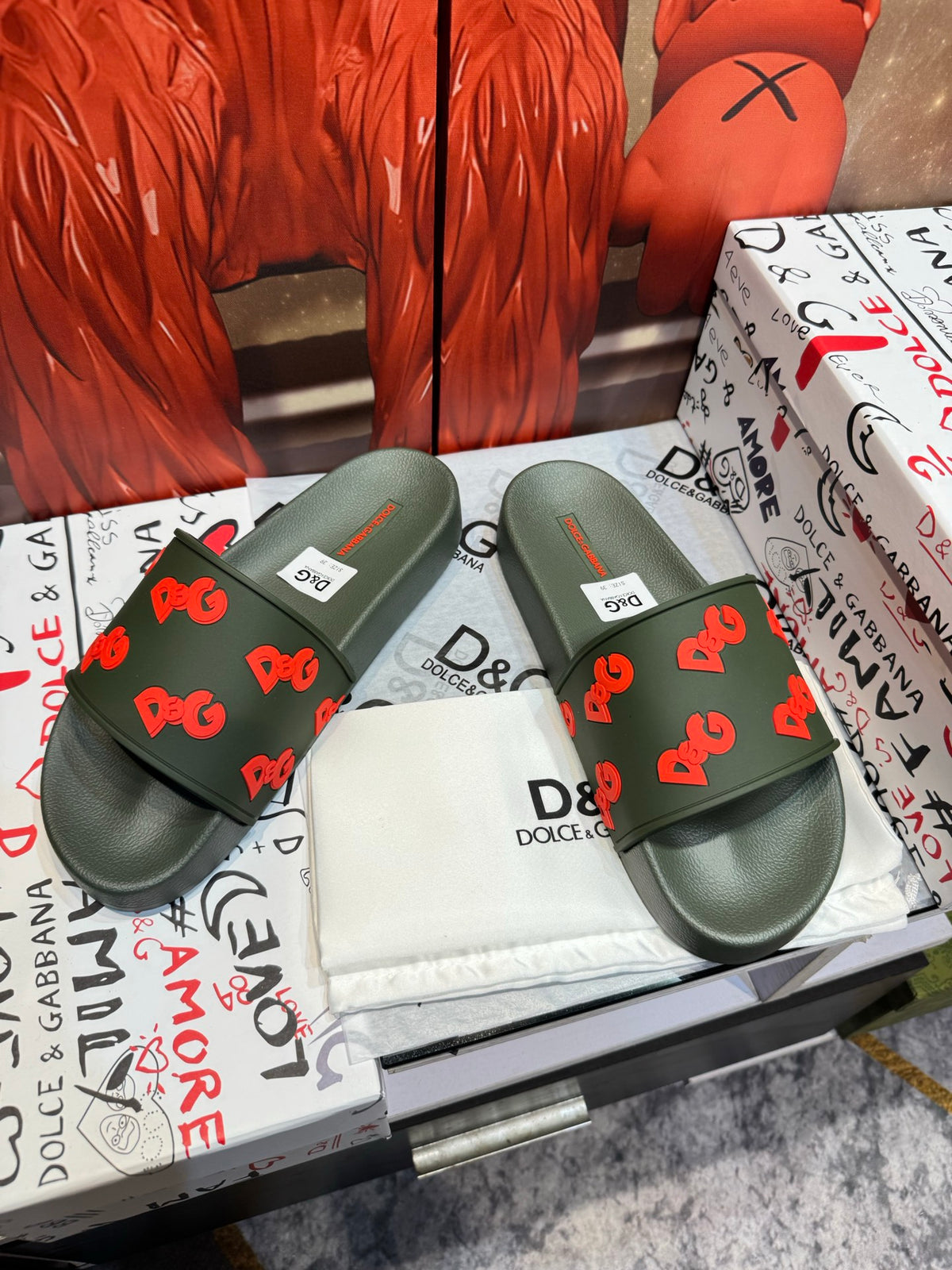 Dolce & Gabbana DG Men's Embossed-Logo PVC Slides