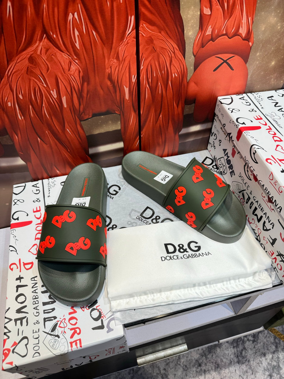 Dolce & Gabbana DG Men's Embossed-Logo PVC Slides