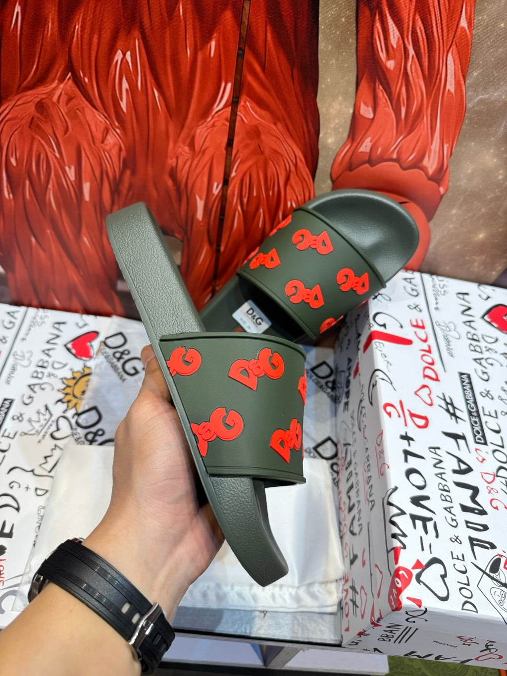 Dolce & Gabbana DG Men's Embossed-Logo PVC Slides