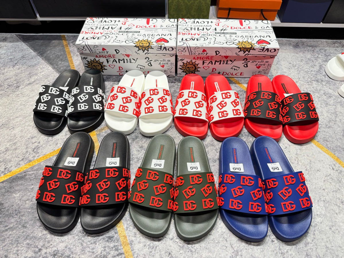 Dolce & Gabbana DG Men's Embossed-Logo PVC Slides