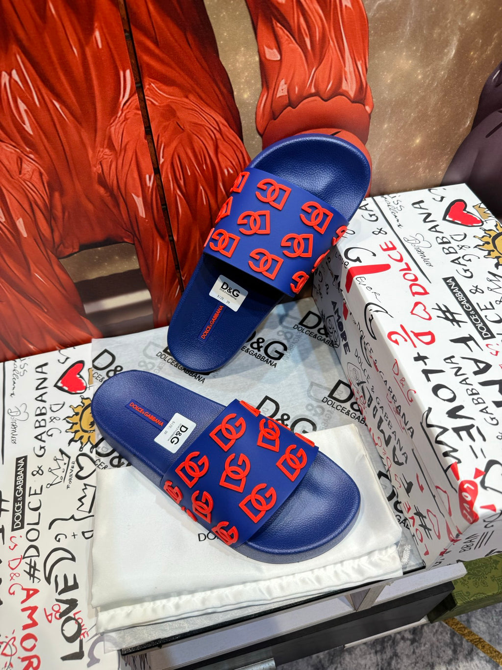 Dolce & Gabbana DG Men's Embossed-Logo PVC Slides