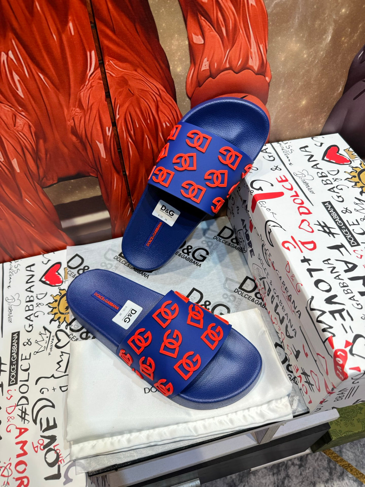 Dolce & Gabbana DG Men's Embossed-Logo PVC Slides