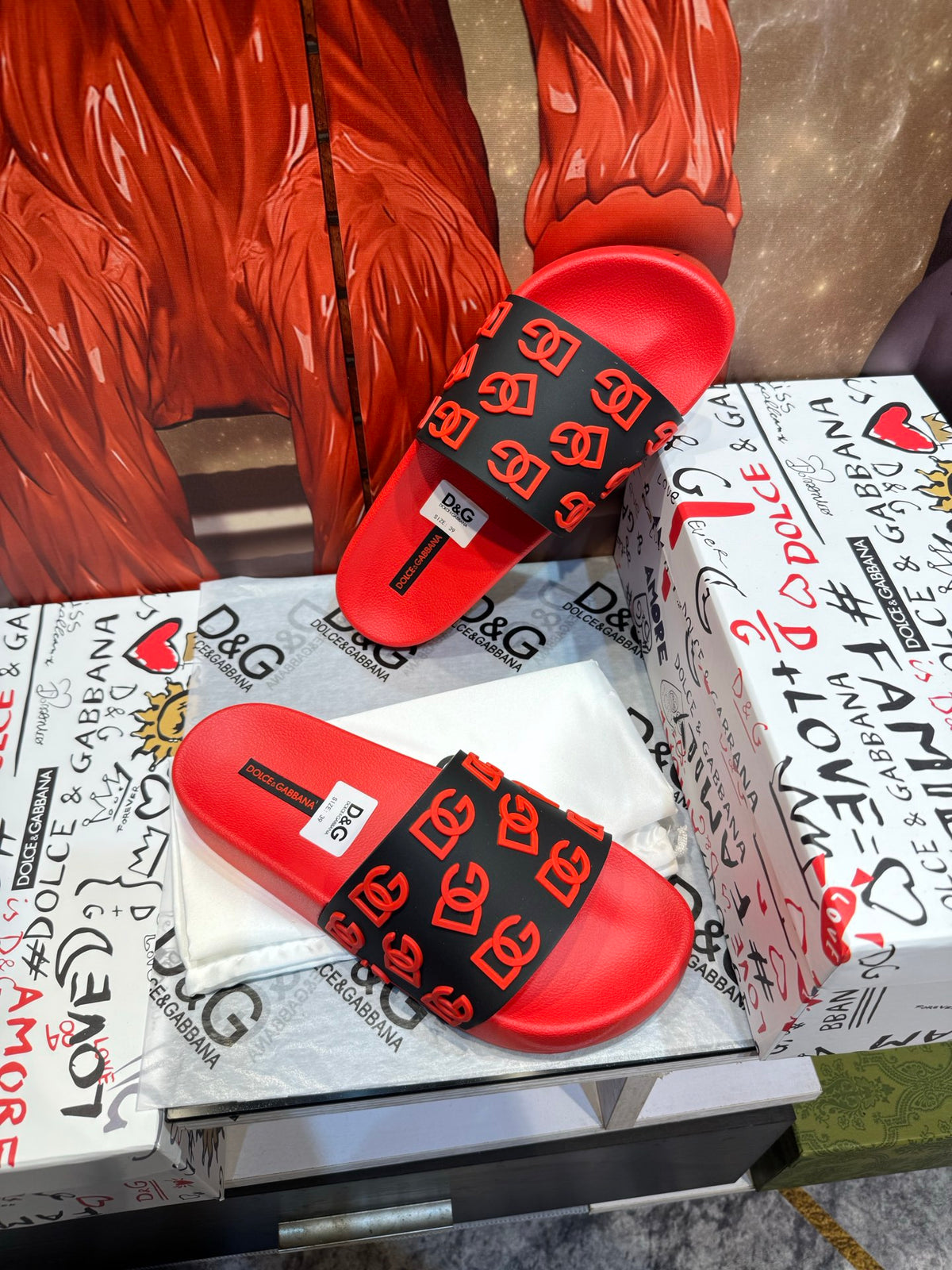 Dolce & Gabbana DG Men's Embossed-Logo PVC Slides
