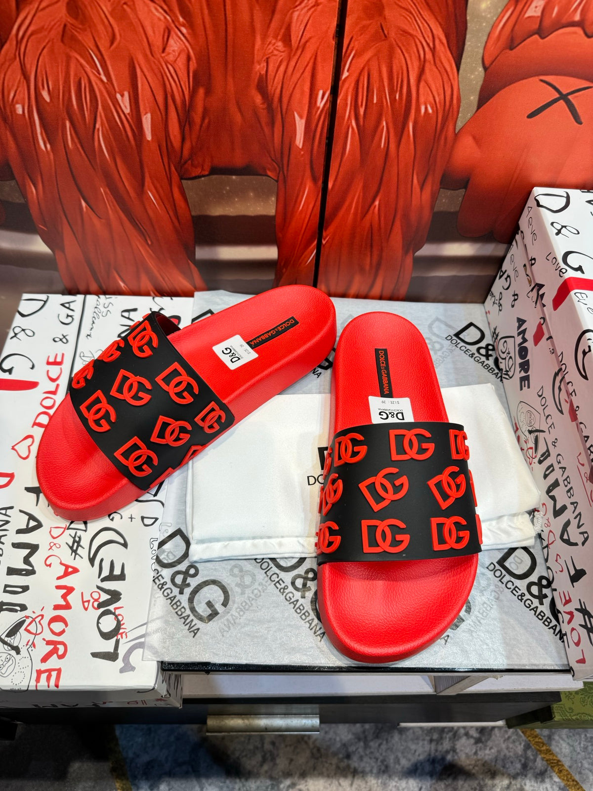 Dolce & Gabbana DG Men's Embossed-Logo PVC Slides