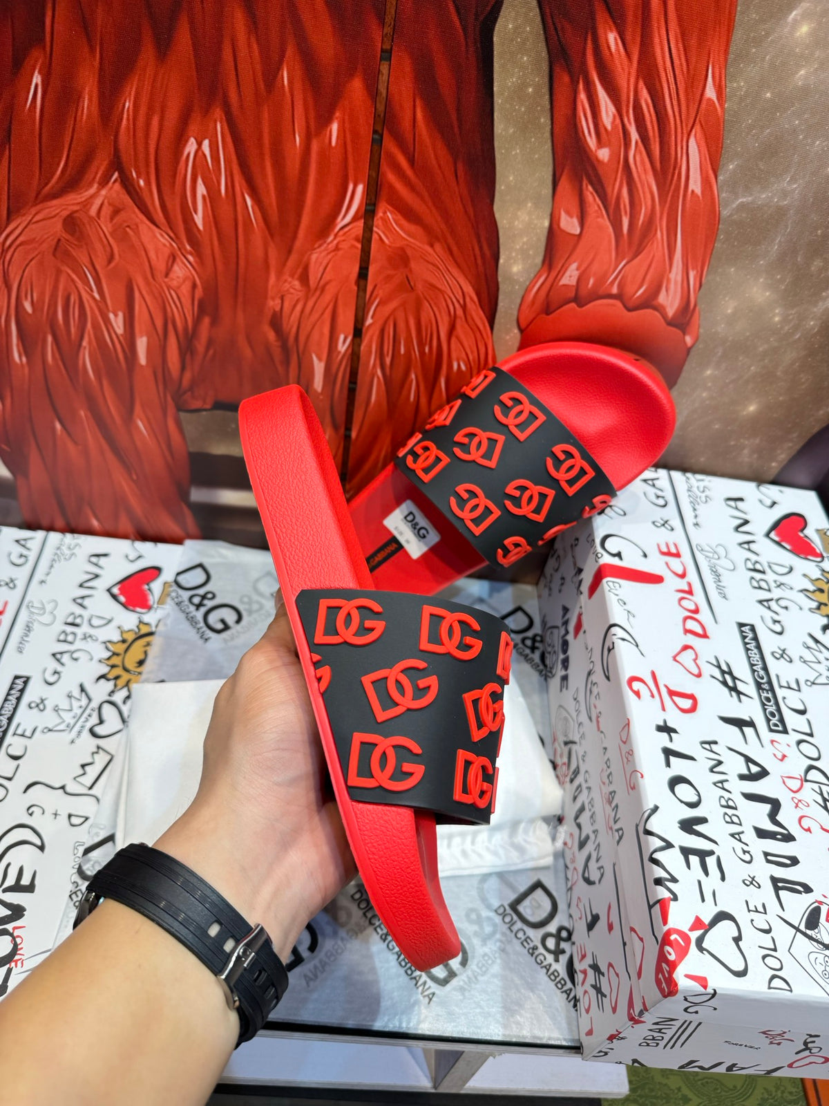 Dolce & Gabbana DG Men's Embossed-Logo PVC Slides