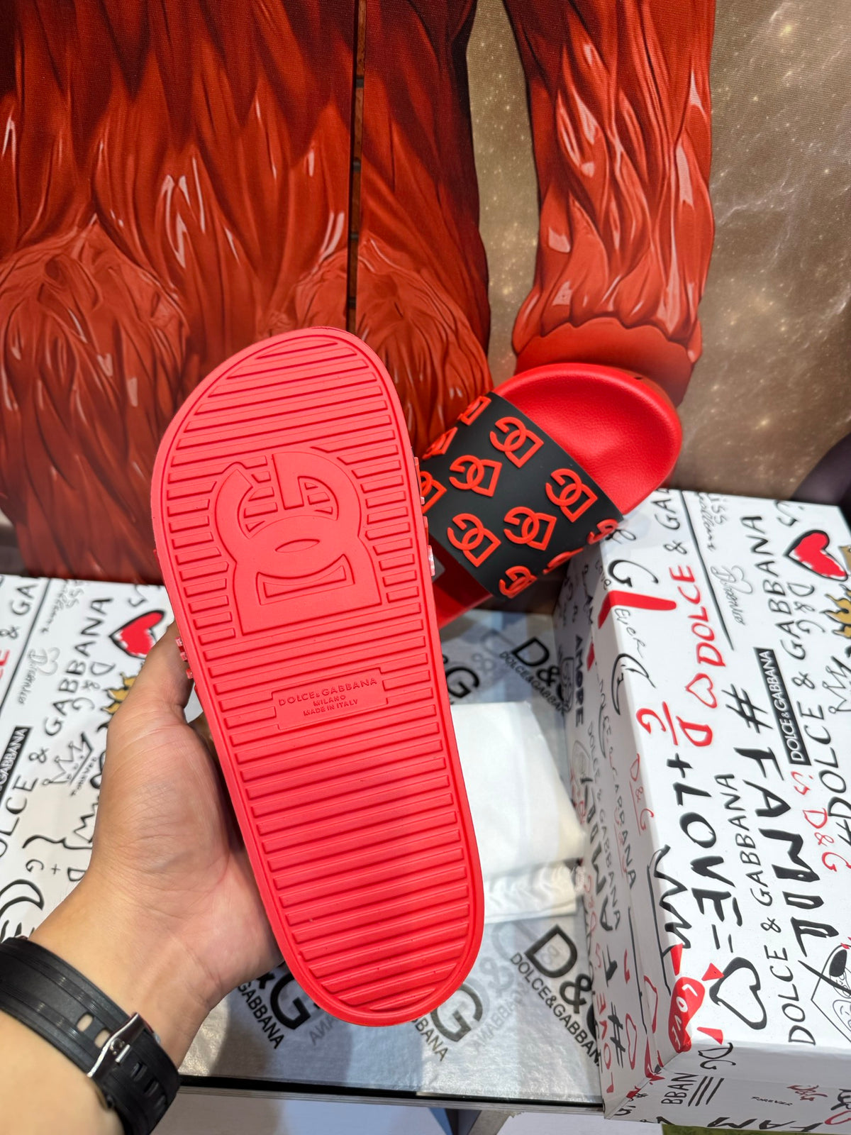 Dolce & Gabbana DG Men's Embossed-Logo PVC Slides
