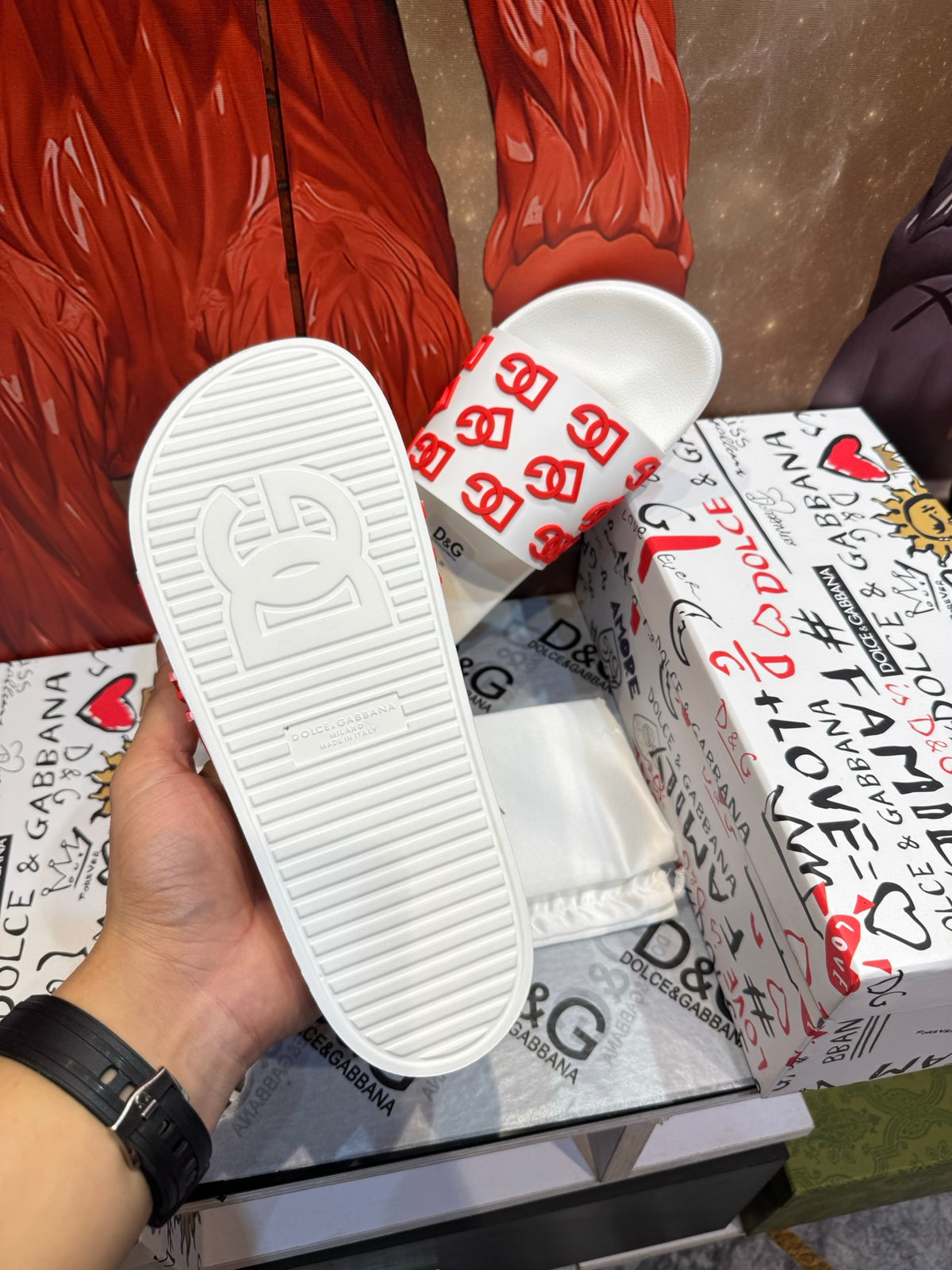 Dolce & Gabbana DG Men's Embossed-Logo PVC Slides