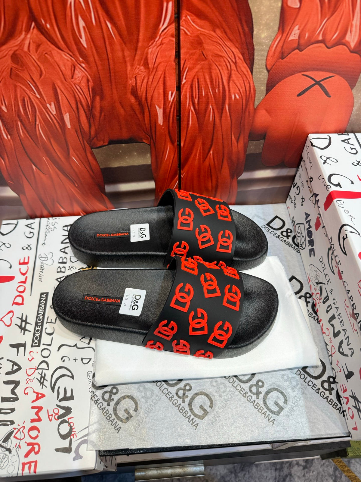 Dolce & Gabbana DG Men's Embossed-Logo PVC Slides