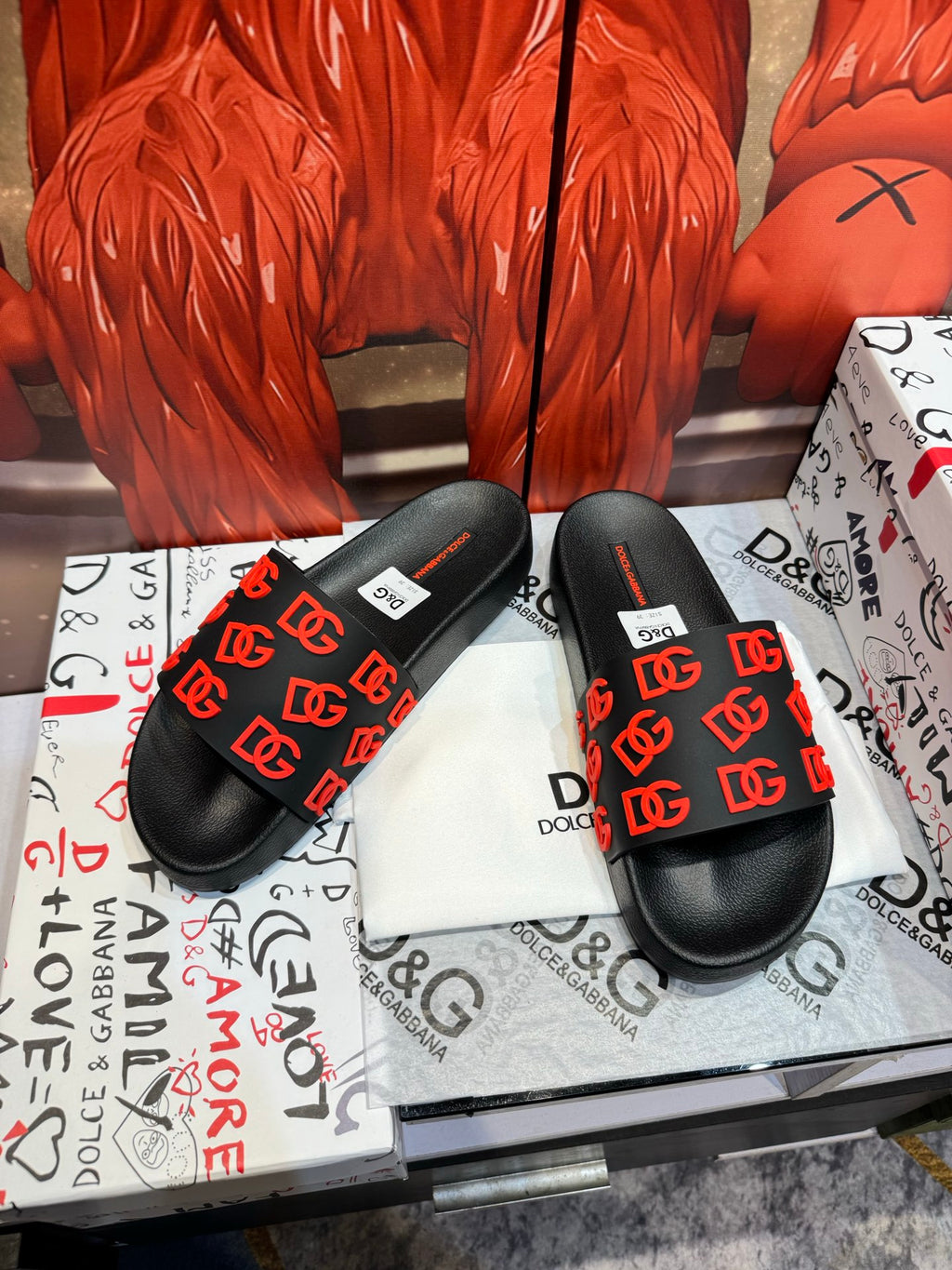 Dolce & Gabbana DG Men's Embossed-Logo PVC Slides