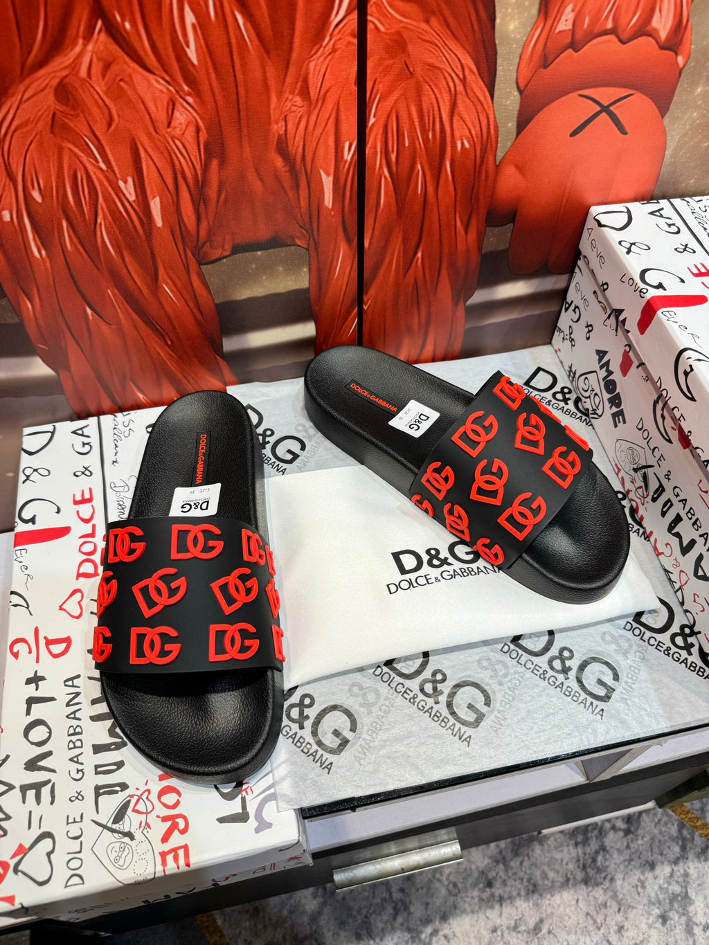 Dolce & Gabbana DG Men's Embossed-Logo PVC Slides