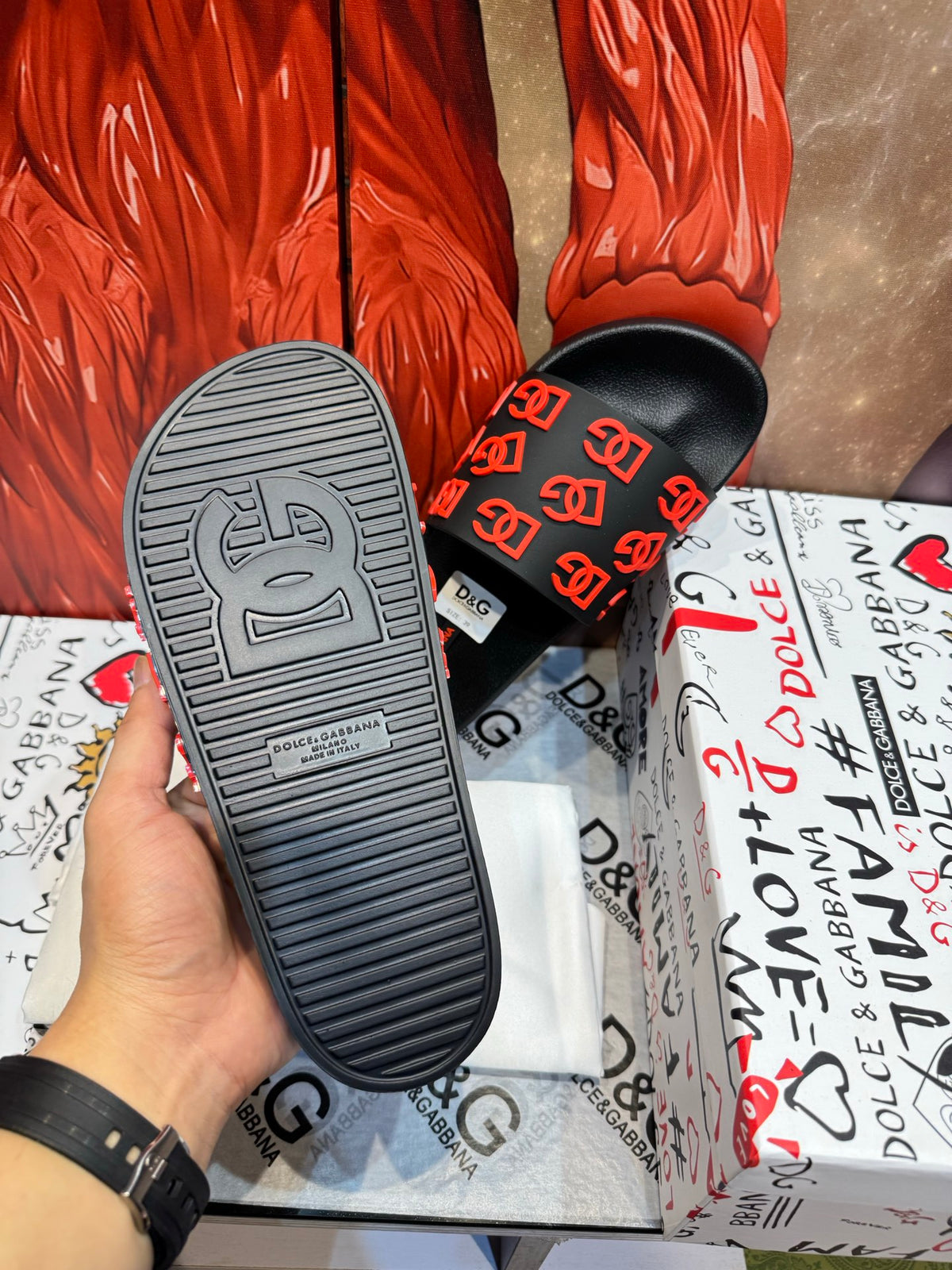 Dolce & Gabbana DG Men's Embossed-Logo PVC Slides