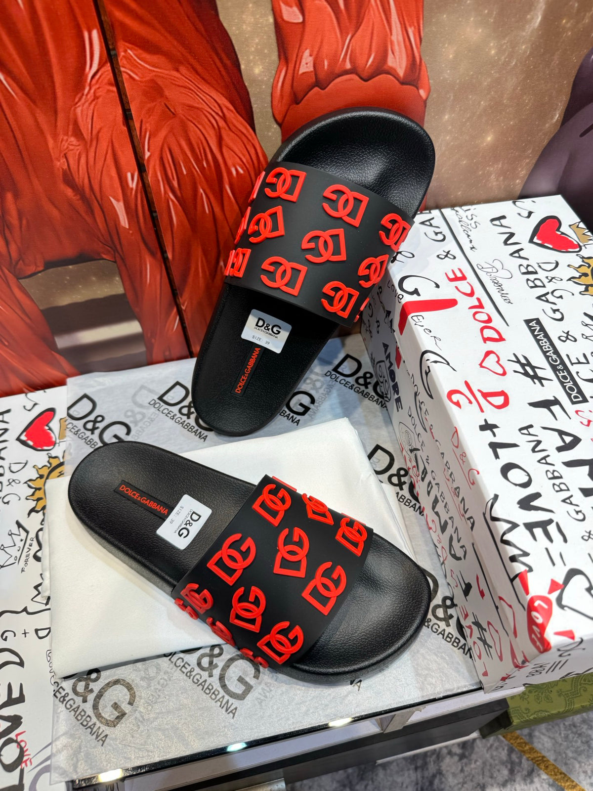 Dolce & Gabbana DG Men's Embossed-Logo PVC Slides