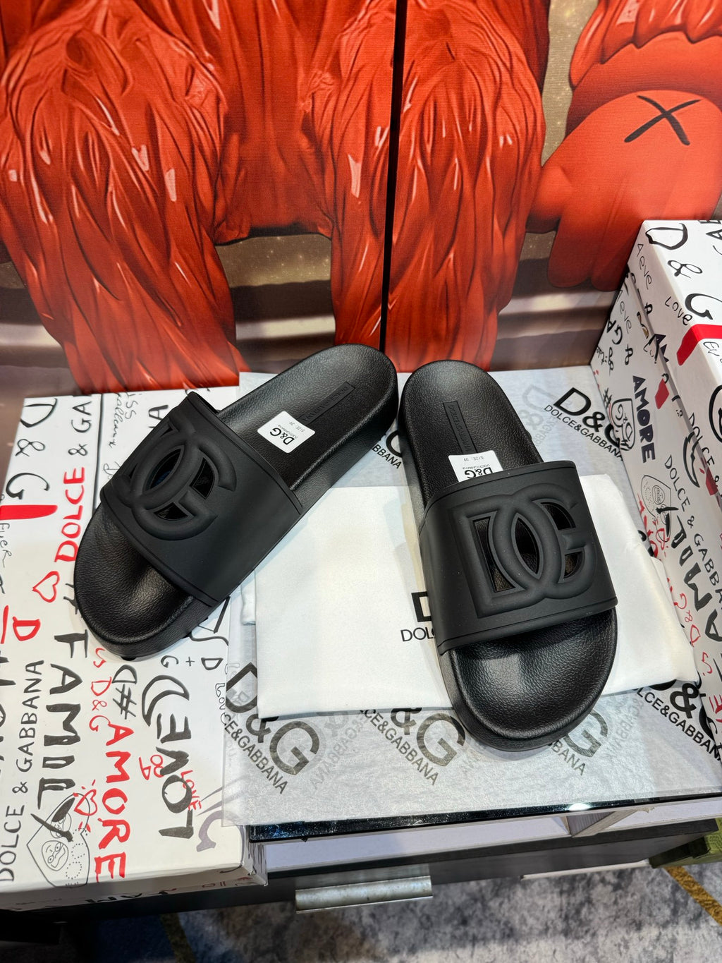 Dolce & Gabbana DG Men's Embossed-Logo PVC Slides