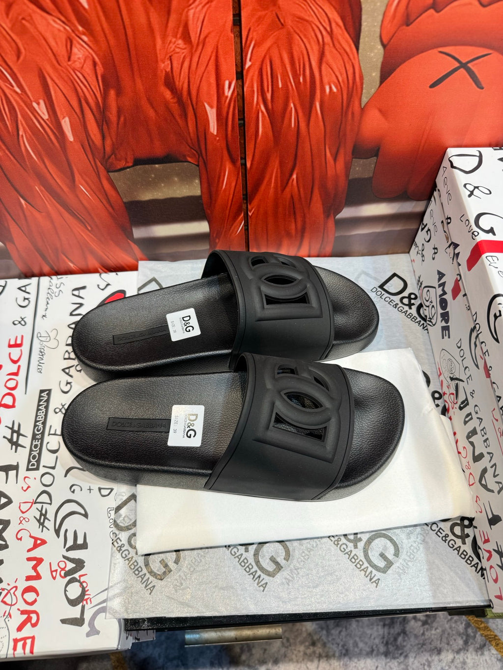 Dolce & Gabbana DG Men's Embossed-Logo PVC Slides