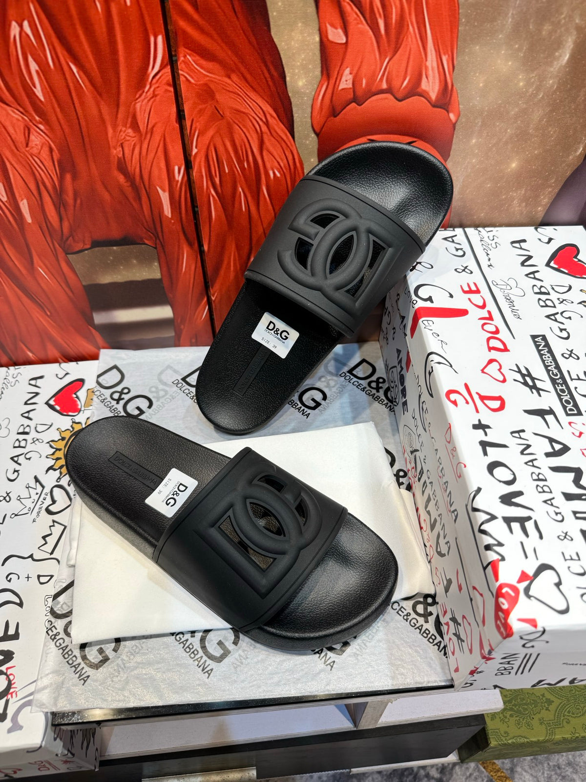 Dolce & Gabbana DG Men's Embossed-Logo PVC Slides
