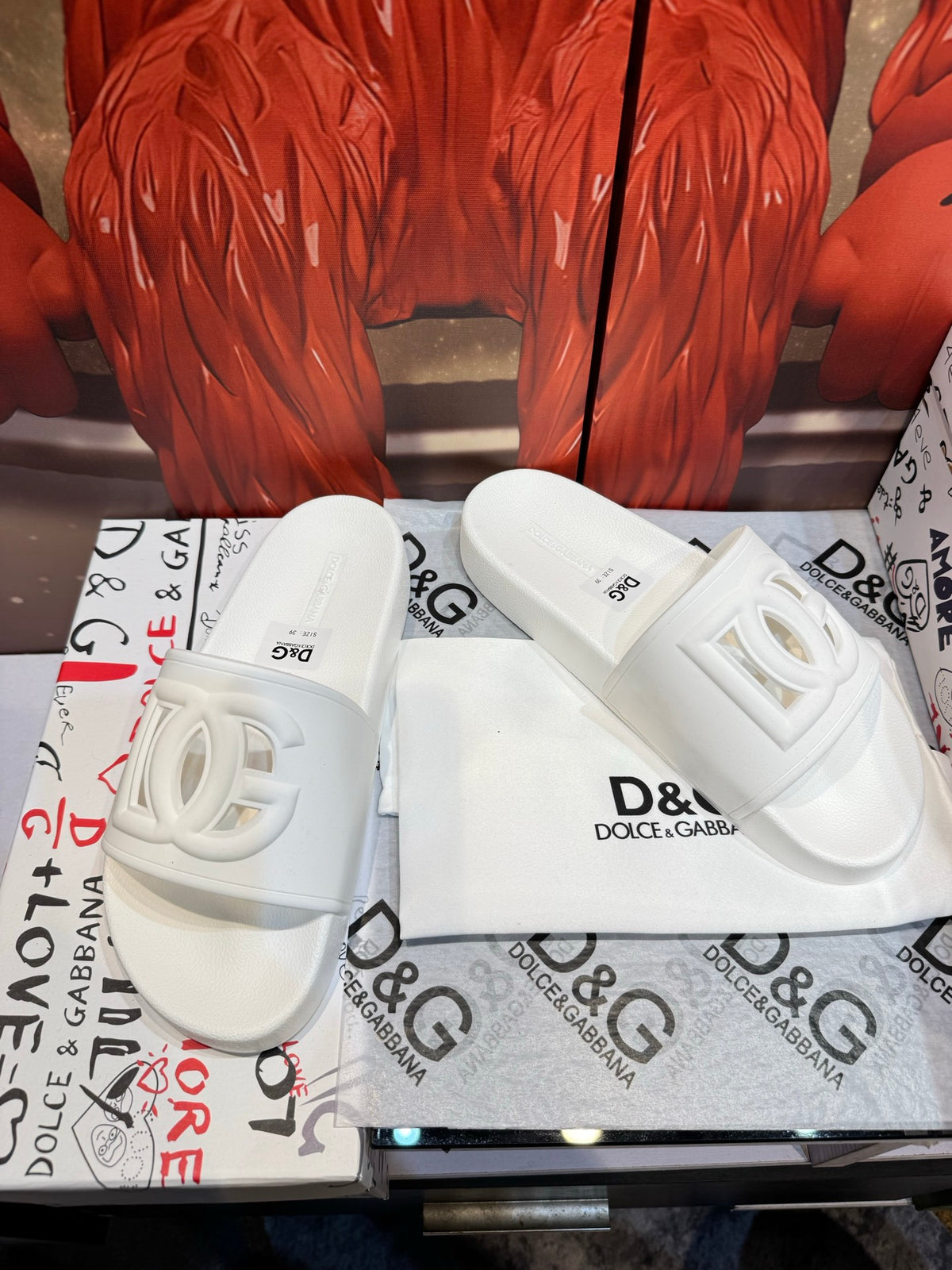 Dolce & Gabbana DG Men's Embossed-Logo PVC Slides